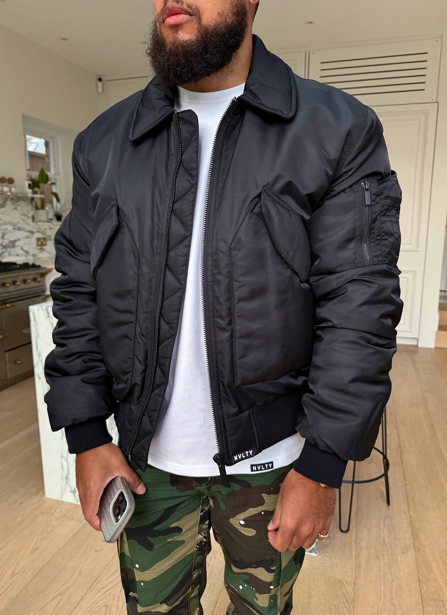 Aviator Flight Jacket - Black - Image 12