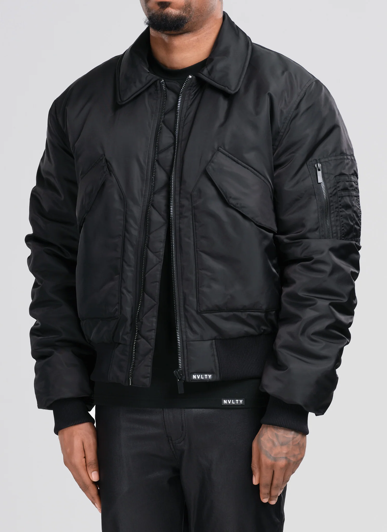 Aviator Flight Jacket - Black - Image 3