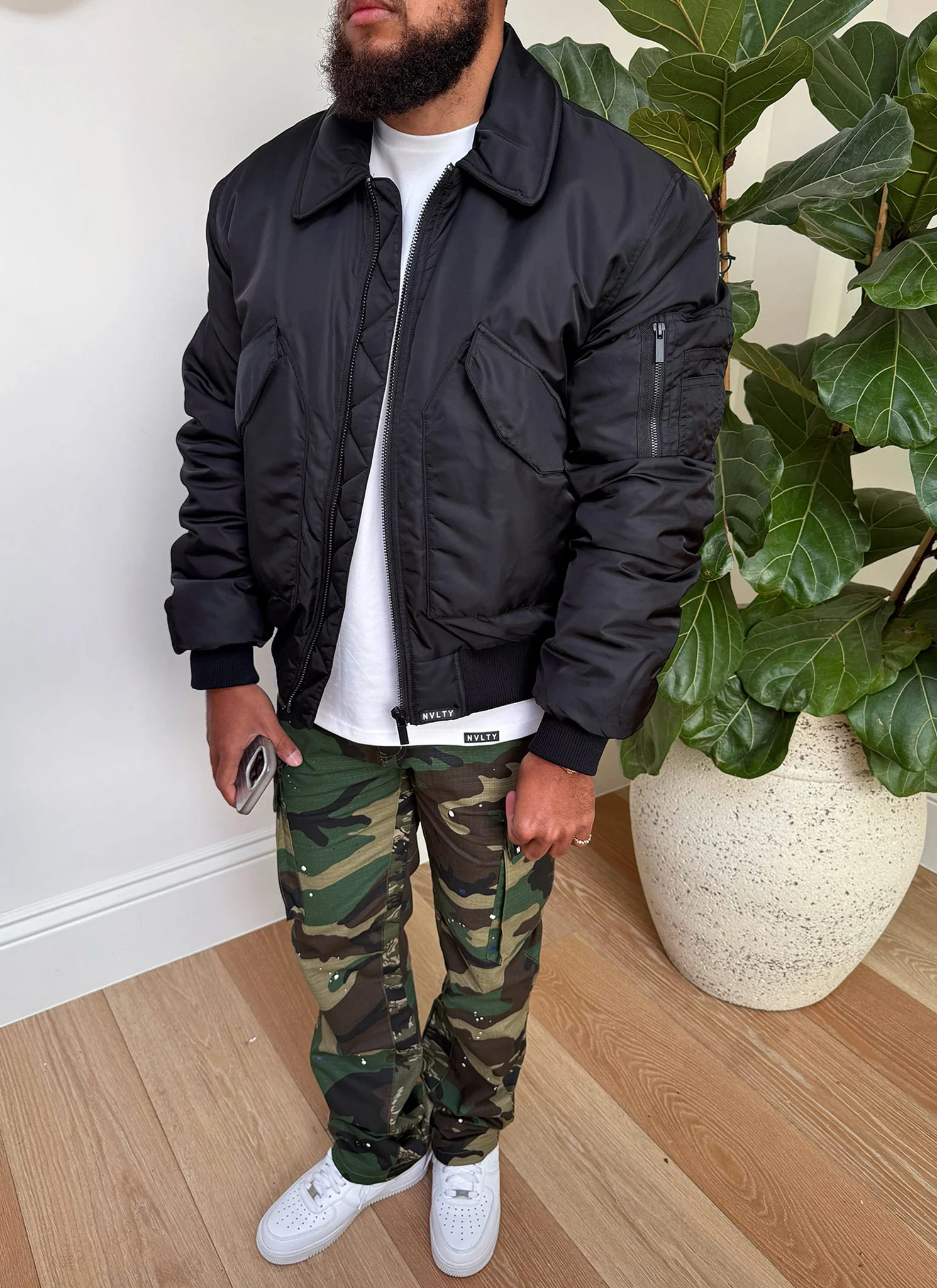 Aviator Flight Jacket - Black - Image 4