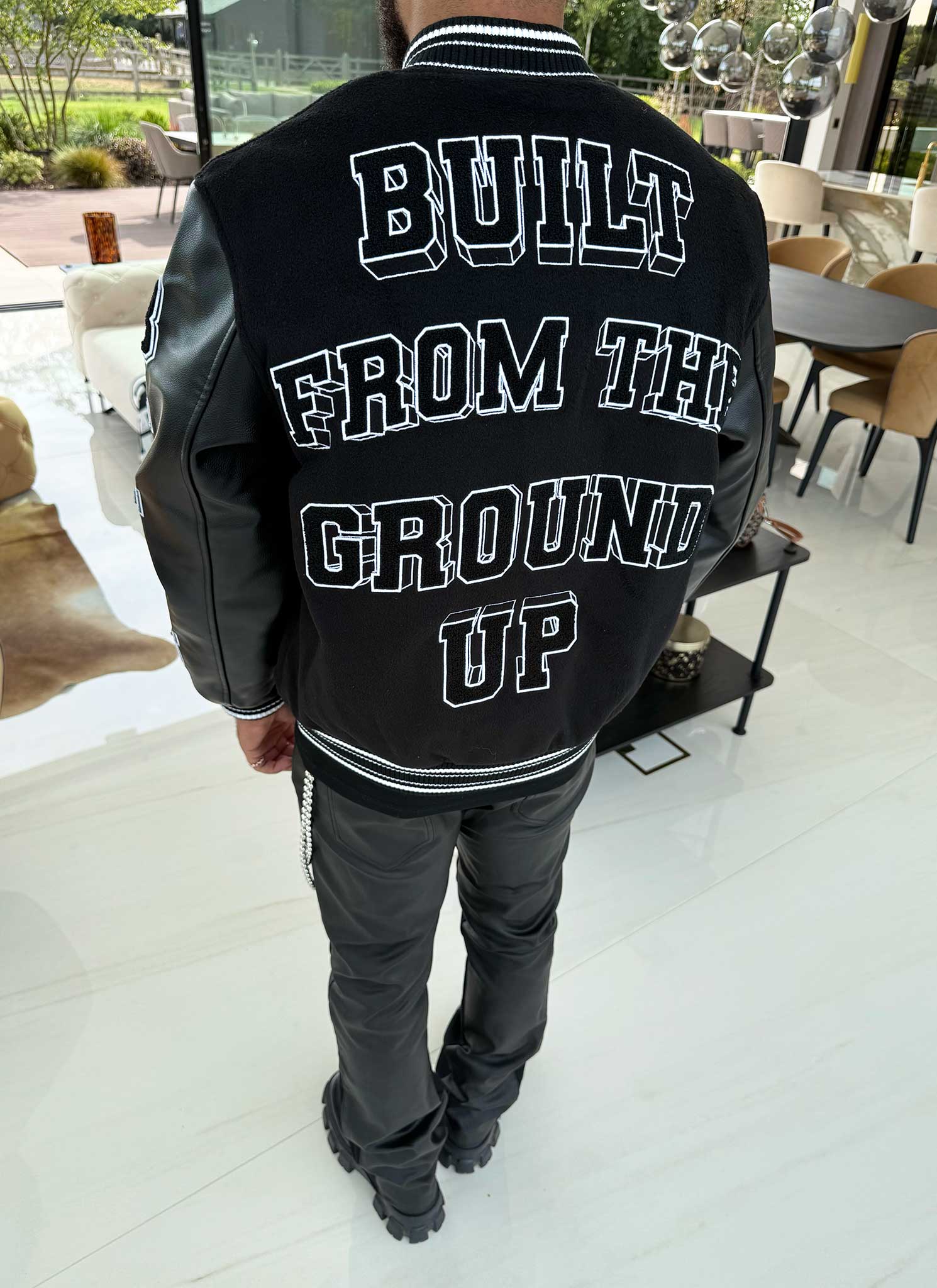 Built From The Ground Up Varsity Jacket - Black - Image 9
