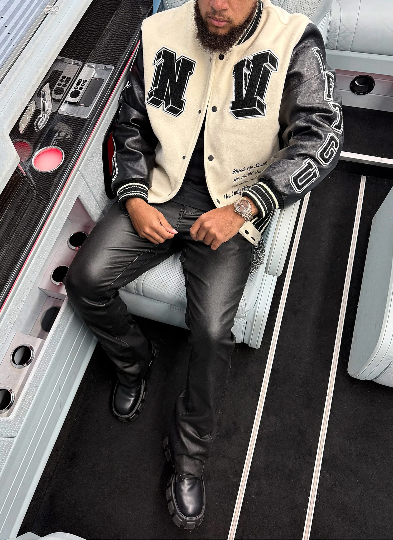 Built From The Ground Up Varsity Jacket - Ivory - Image 10