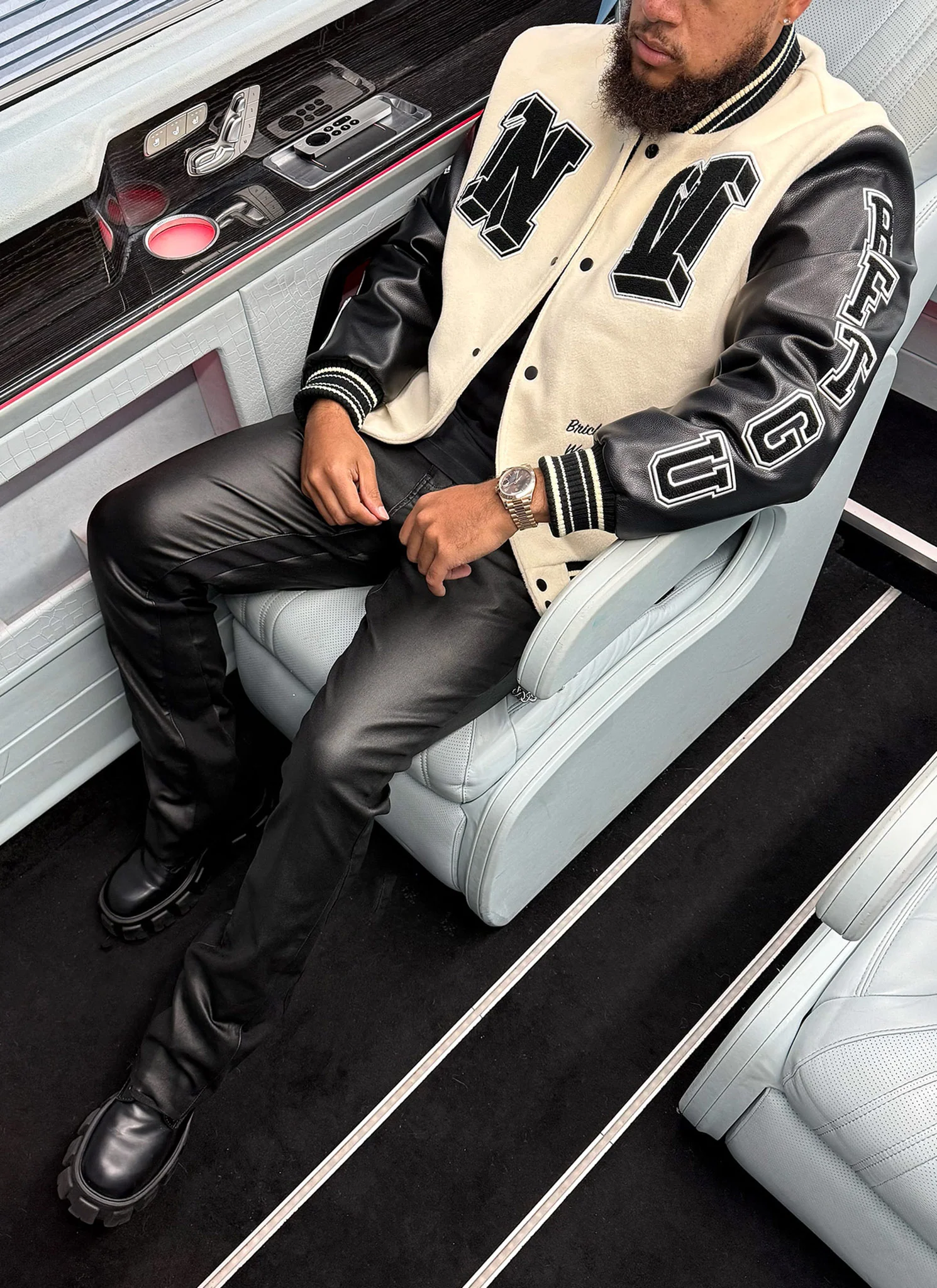Built From The Ground Up Varsity Jacket - Ivory - Image 6