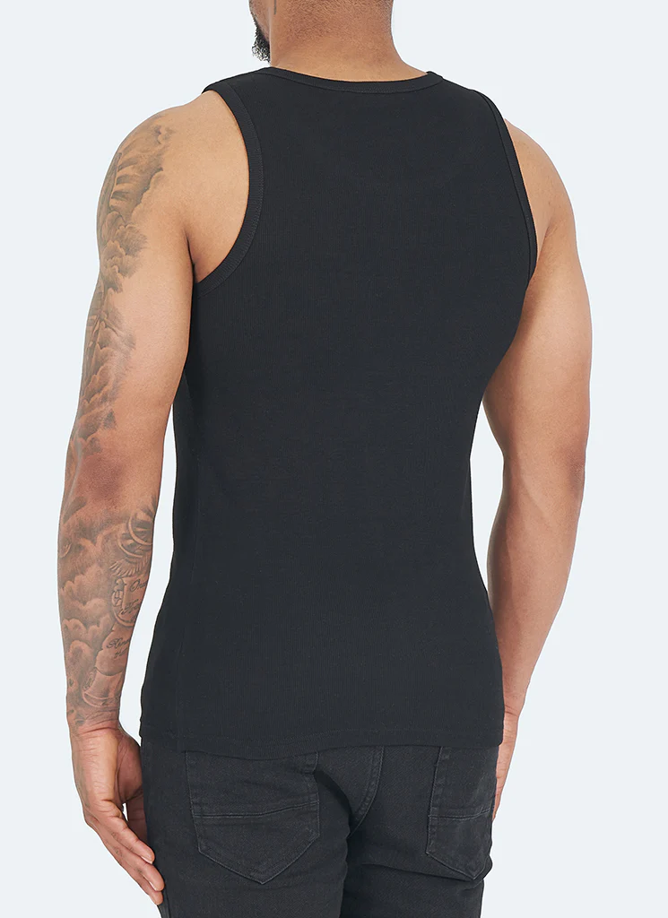 Essential Heavy Ribbed Vest - Black - Image 4