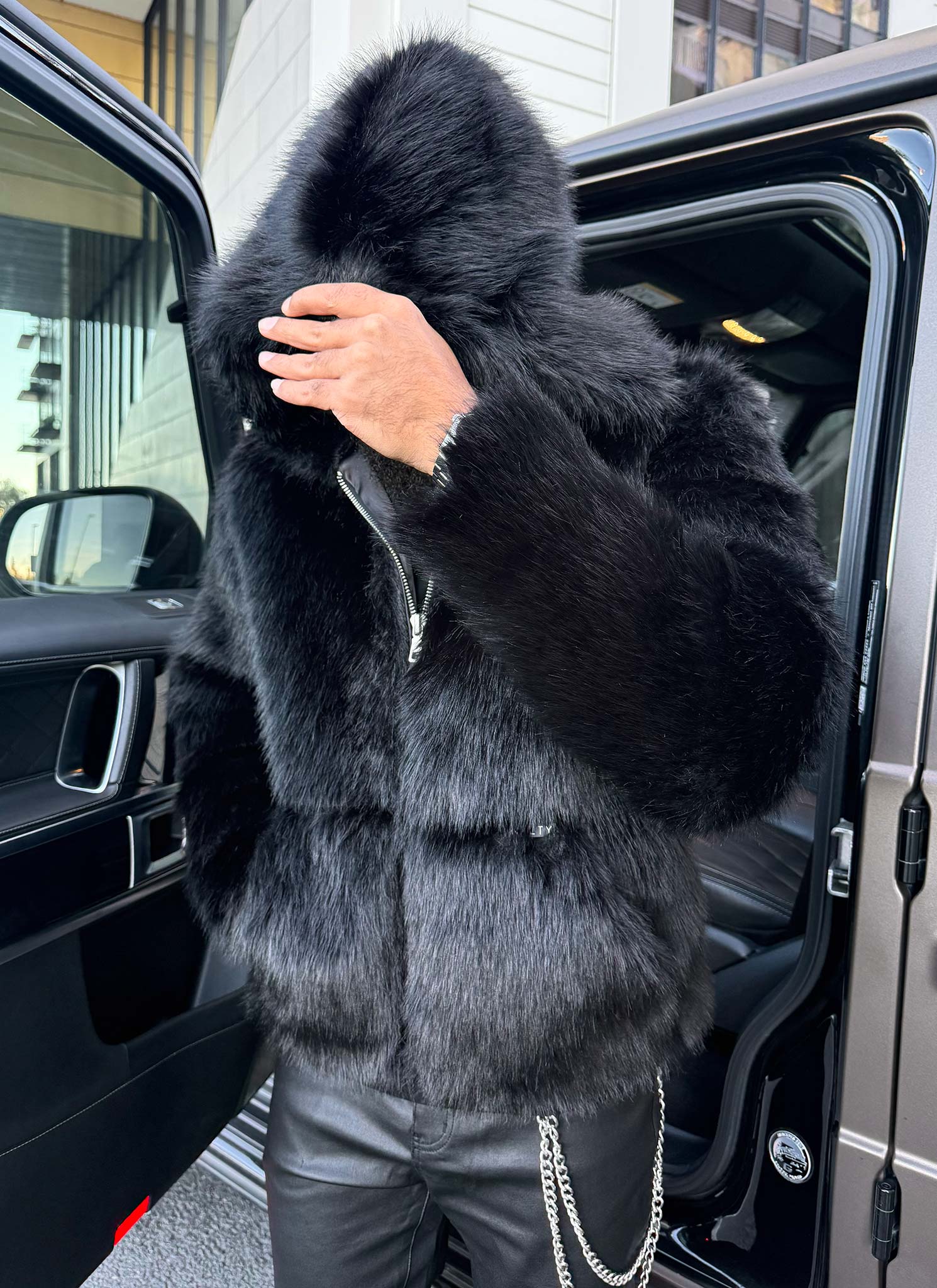 Fur Jacket - Black - Image 4
