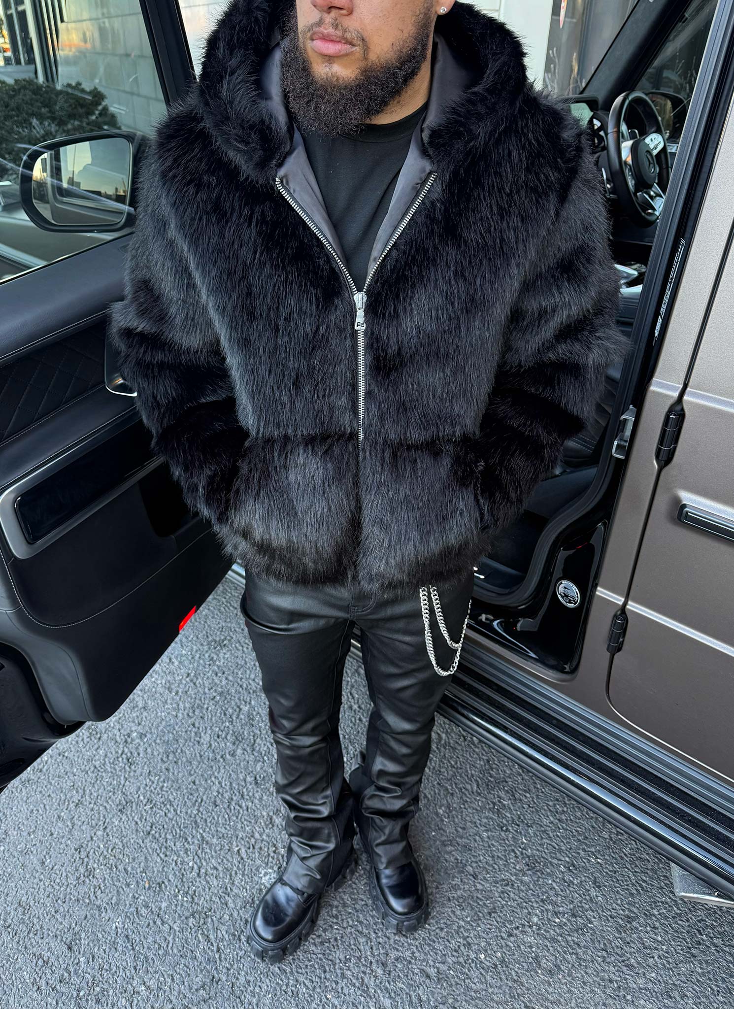 Fur Jacket - Black - Image 6