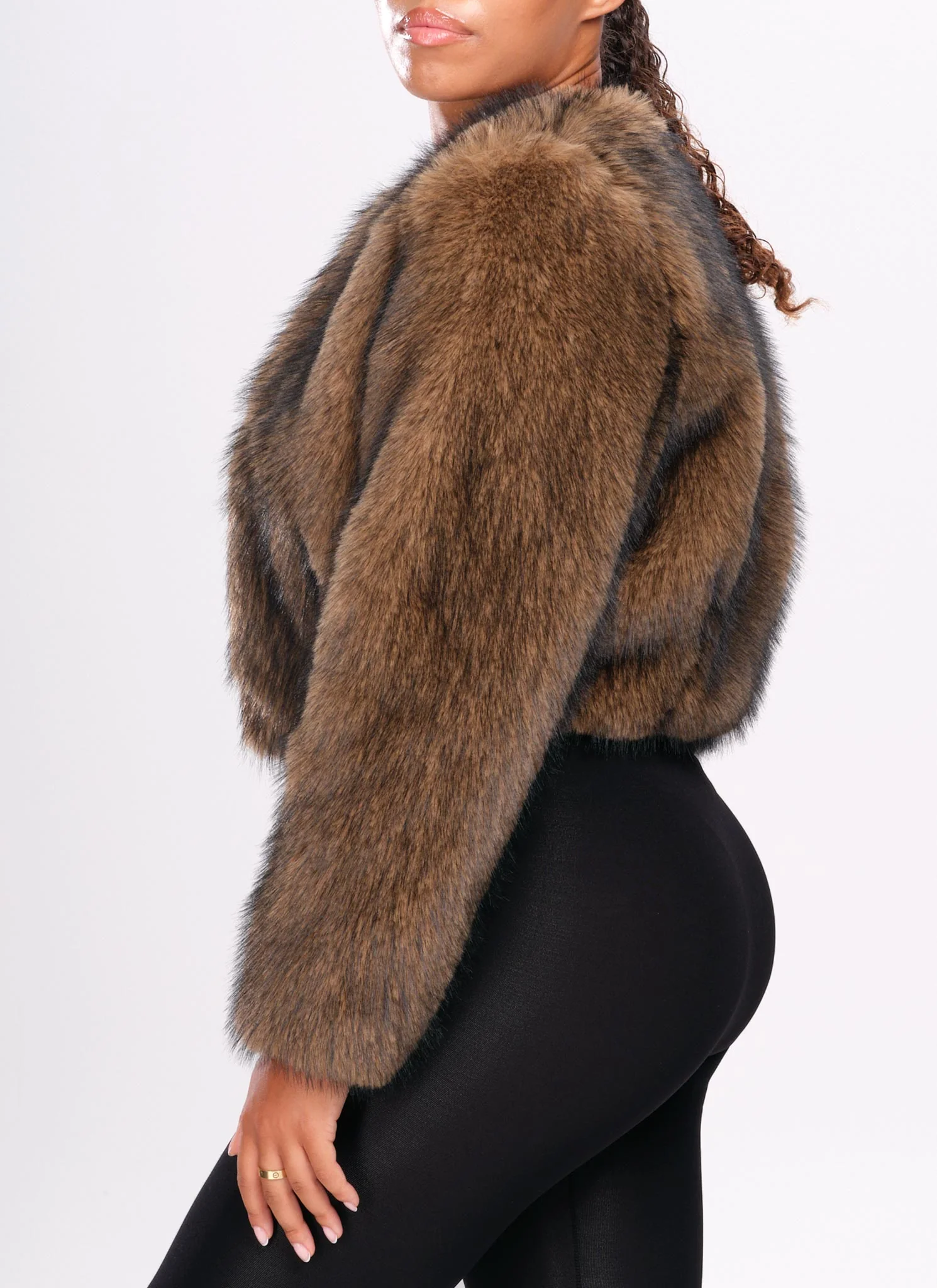 Fur Jacket - Brown - Image 3