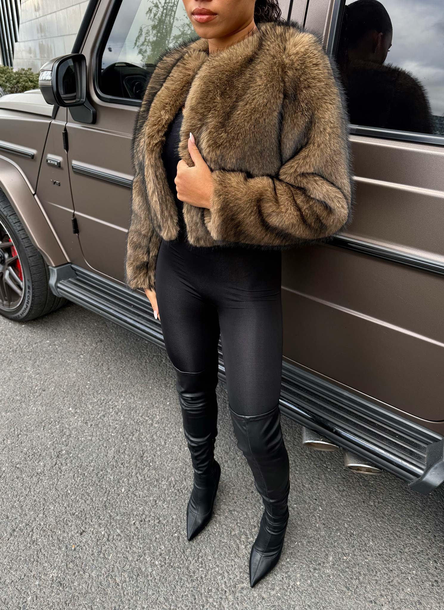 Fur Jacket - Brown - Image 4