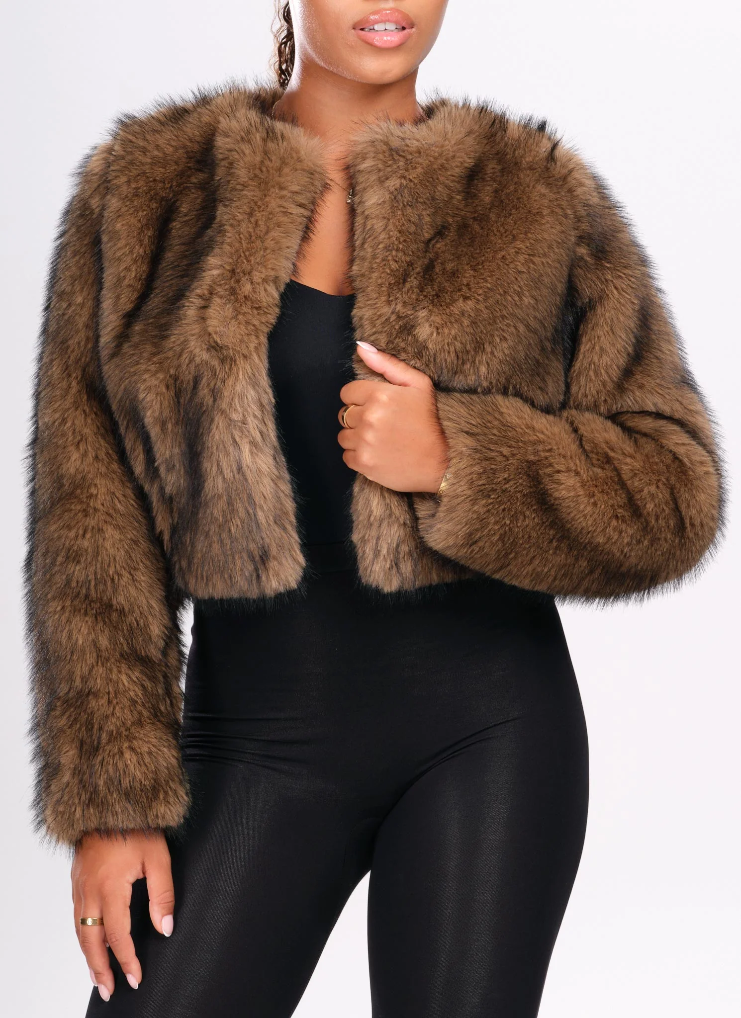 Fur Jacket - Brown - Image 5