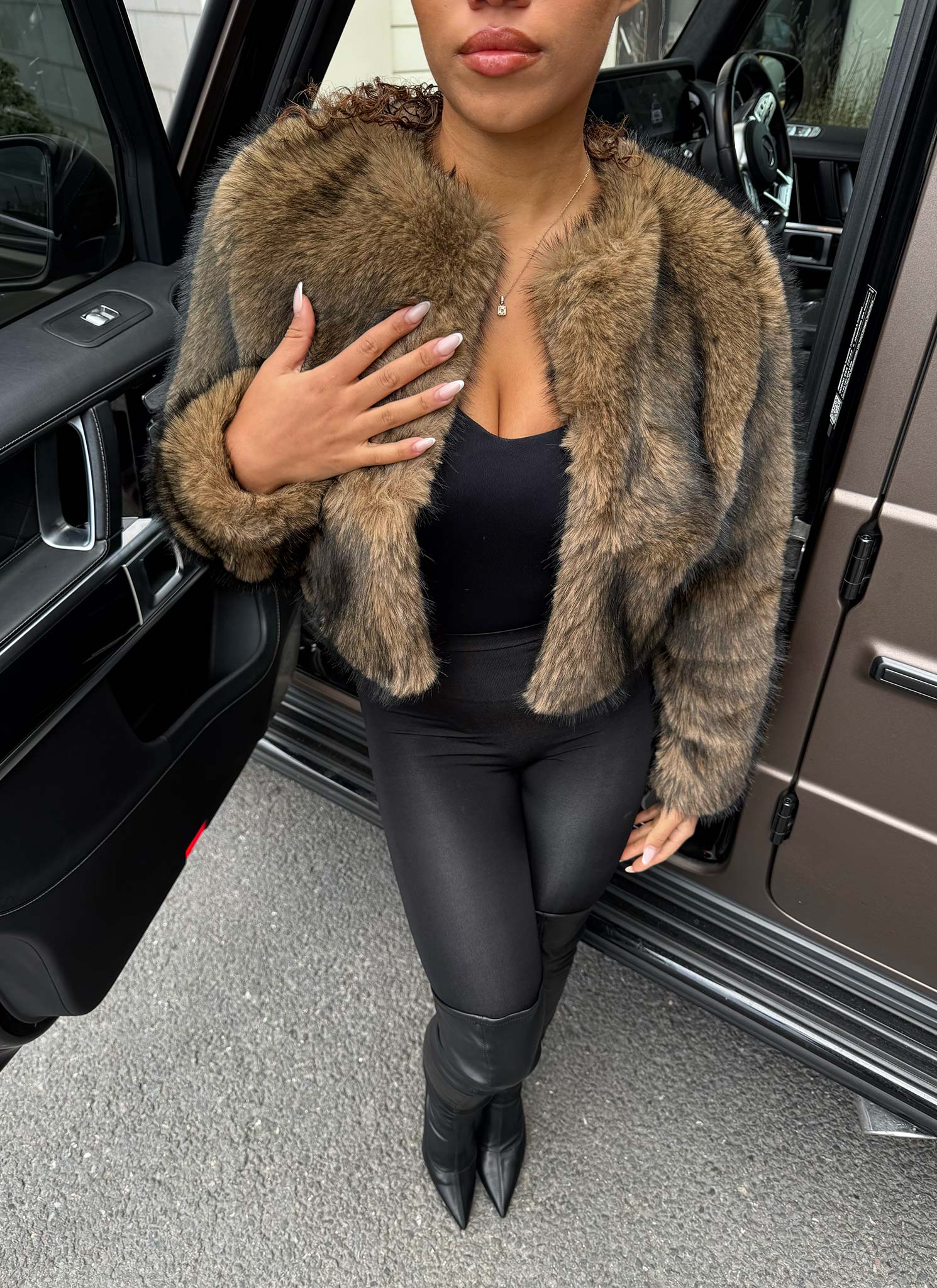 Fur Jacket - Brown - Image 8
