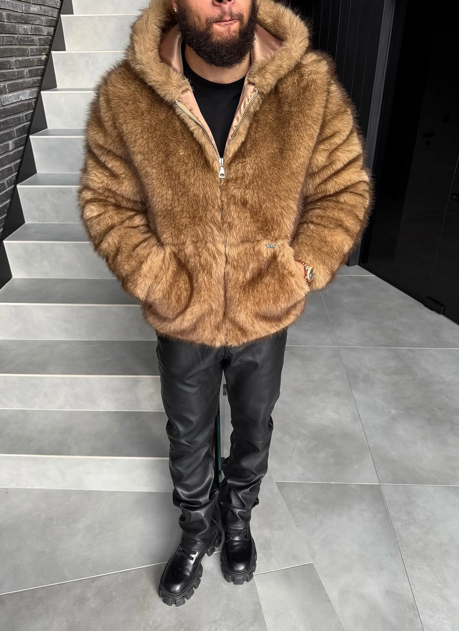Fur Jacket - Brown - Image 14