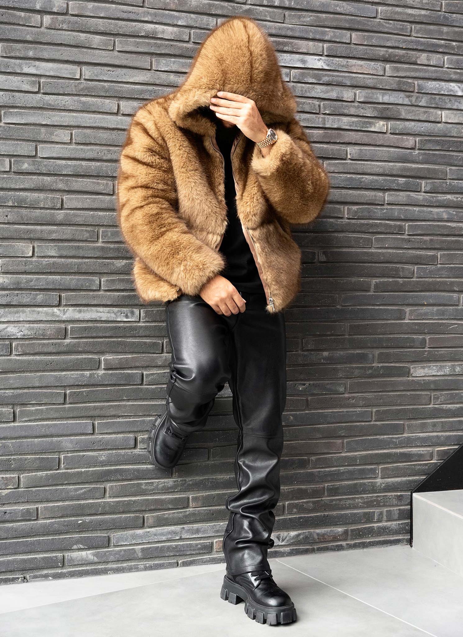 Fur Jacket - Brown - Image 2