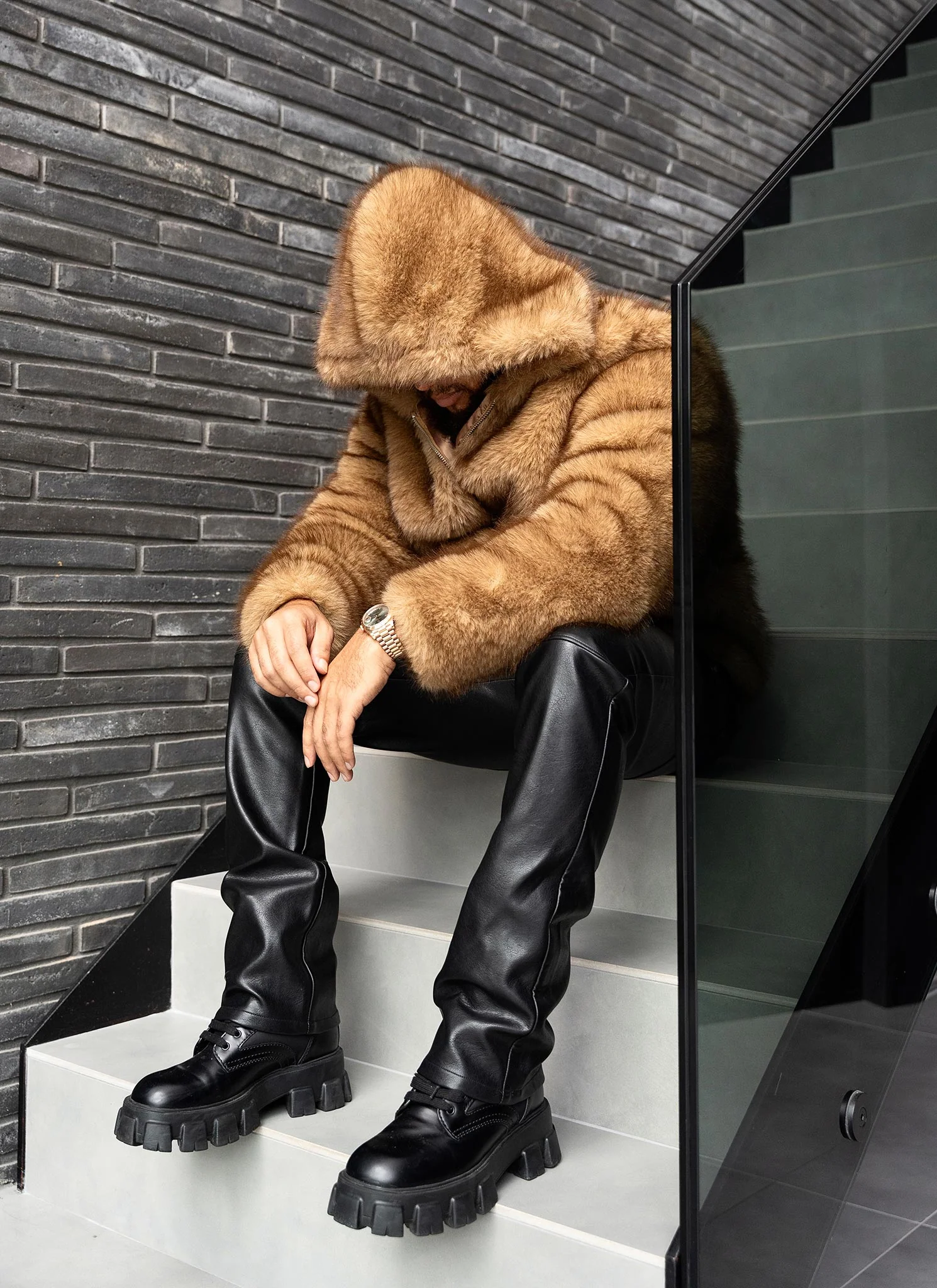 Fur Jacket - Brown - Image 4