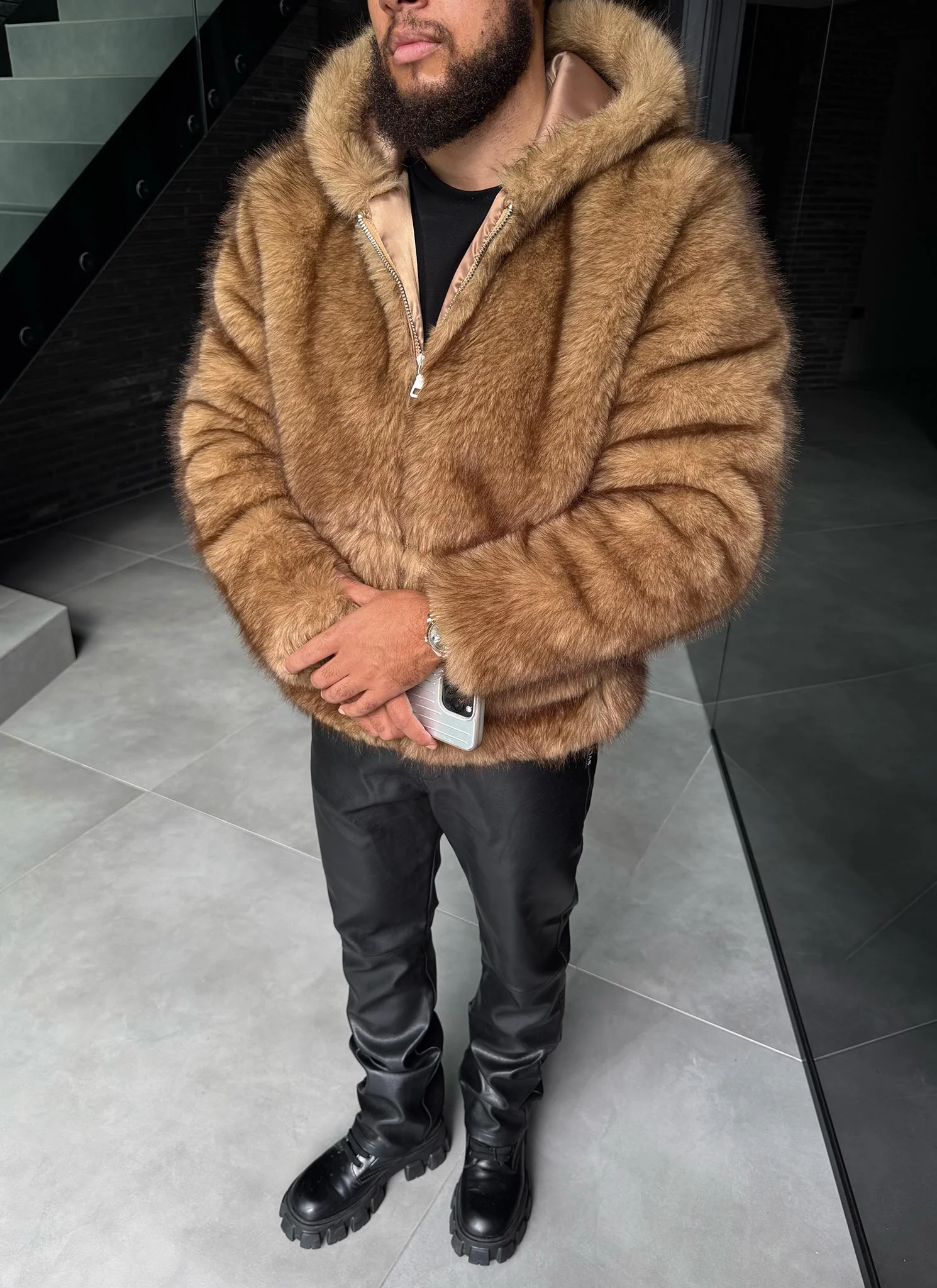 Fur Jacket - Brown - Image 7