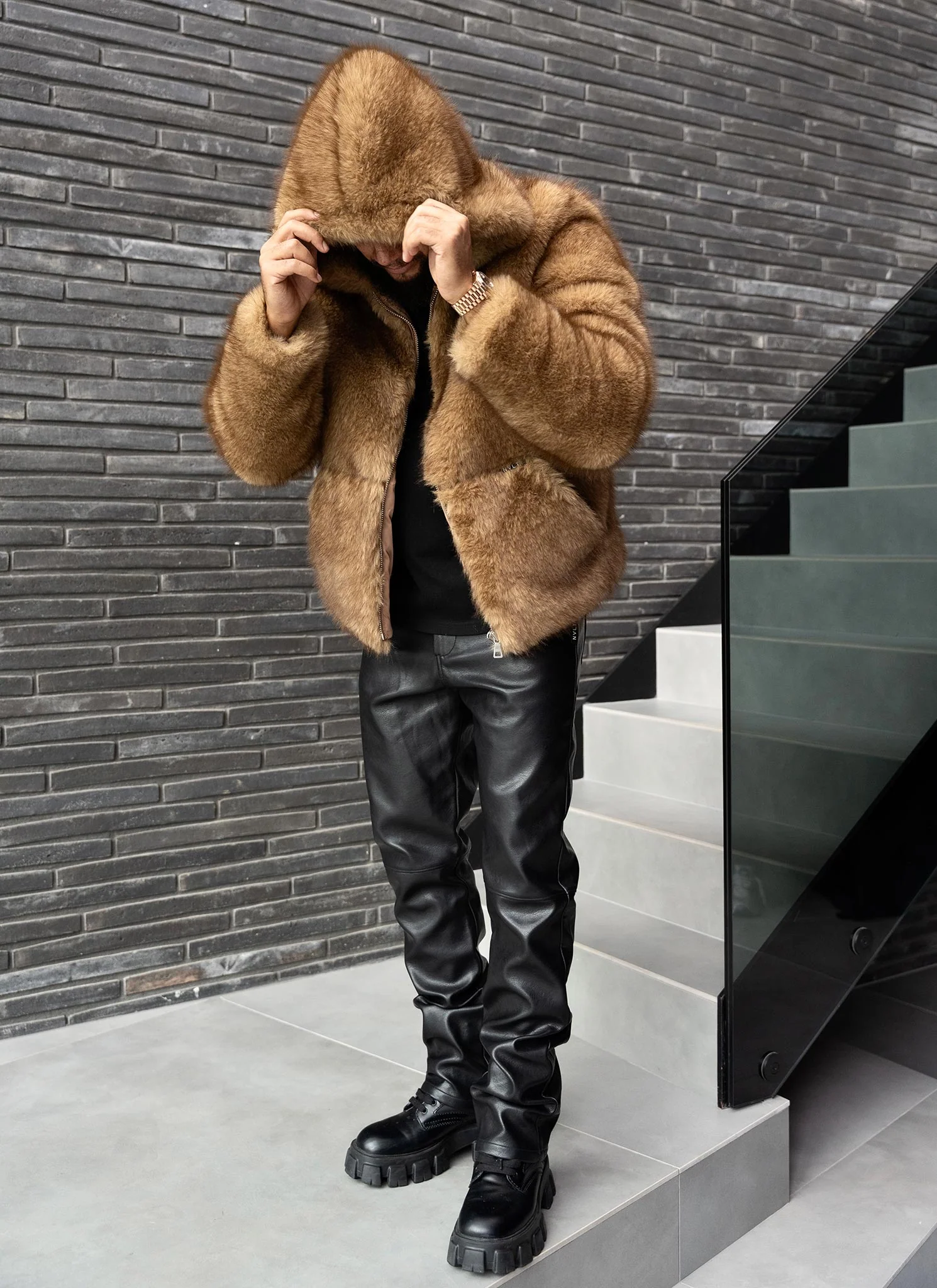 Fur Jacket - Brown - Image 8