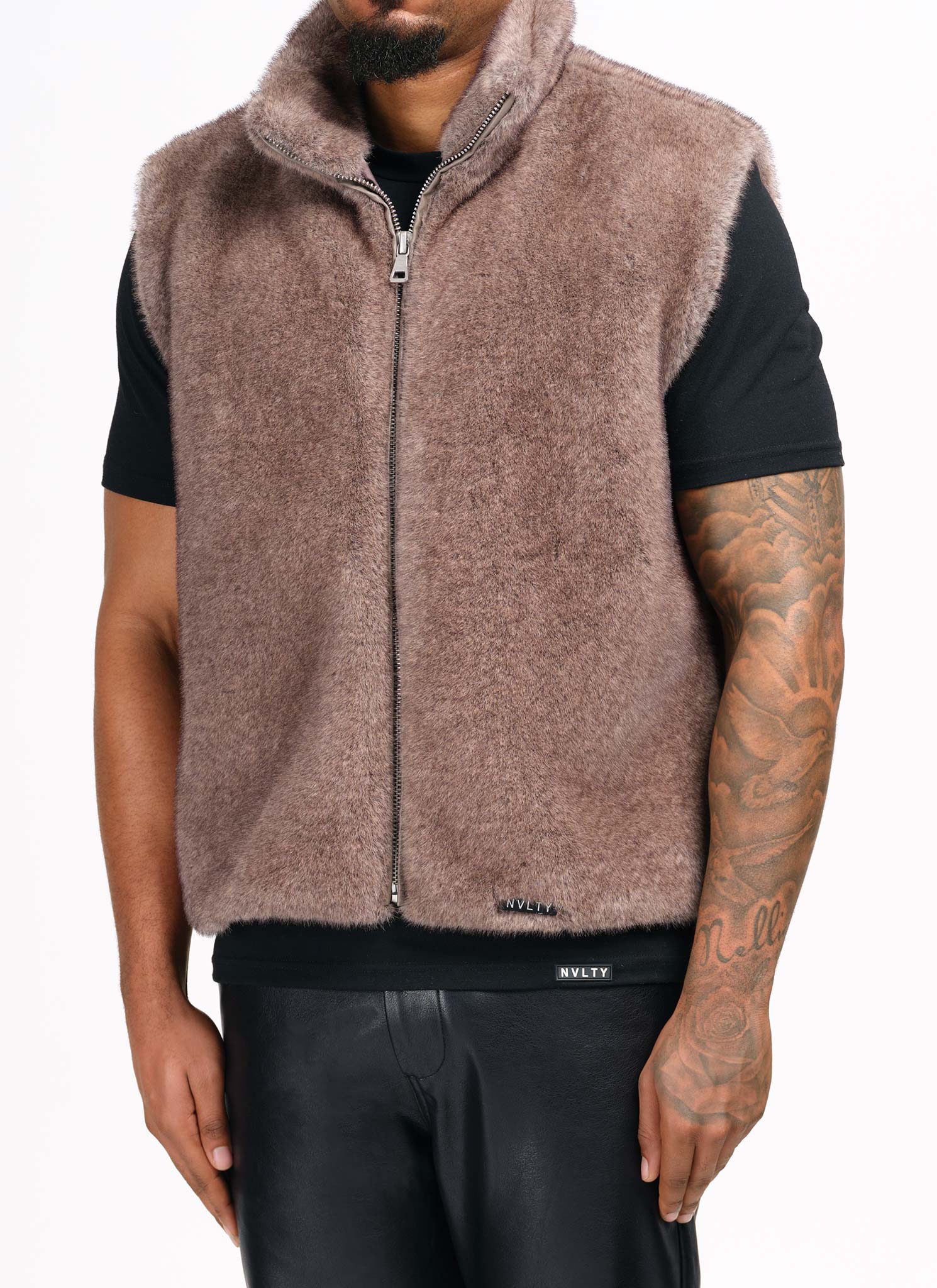 Fur Vest - Taupe - Image 3