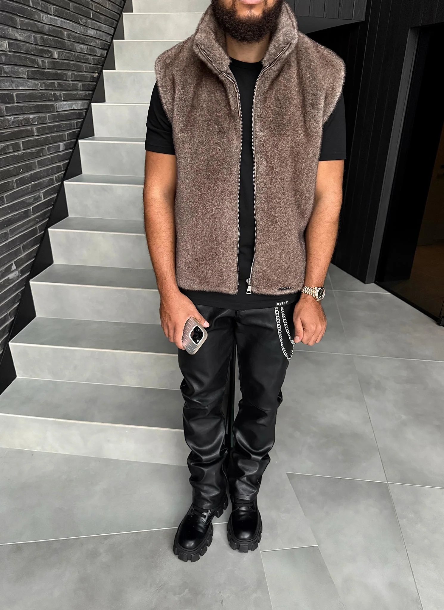 Fur Vest - Taupe - Image 6