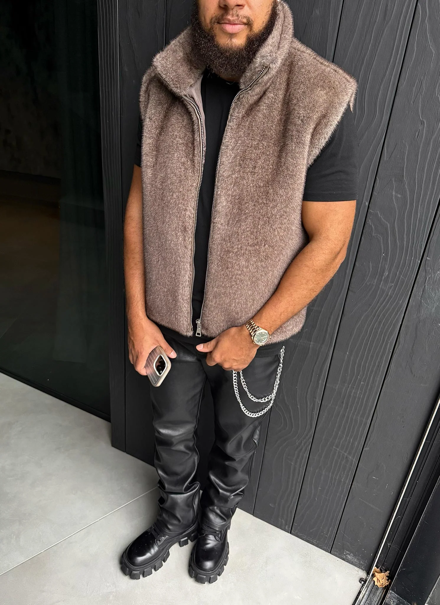 Fur Vest - Taupe - Image 7