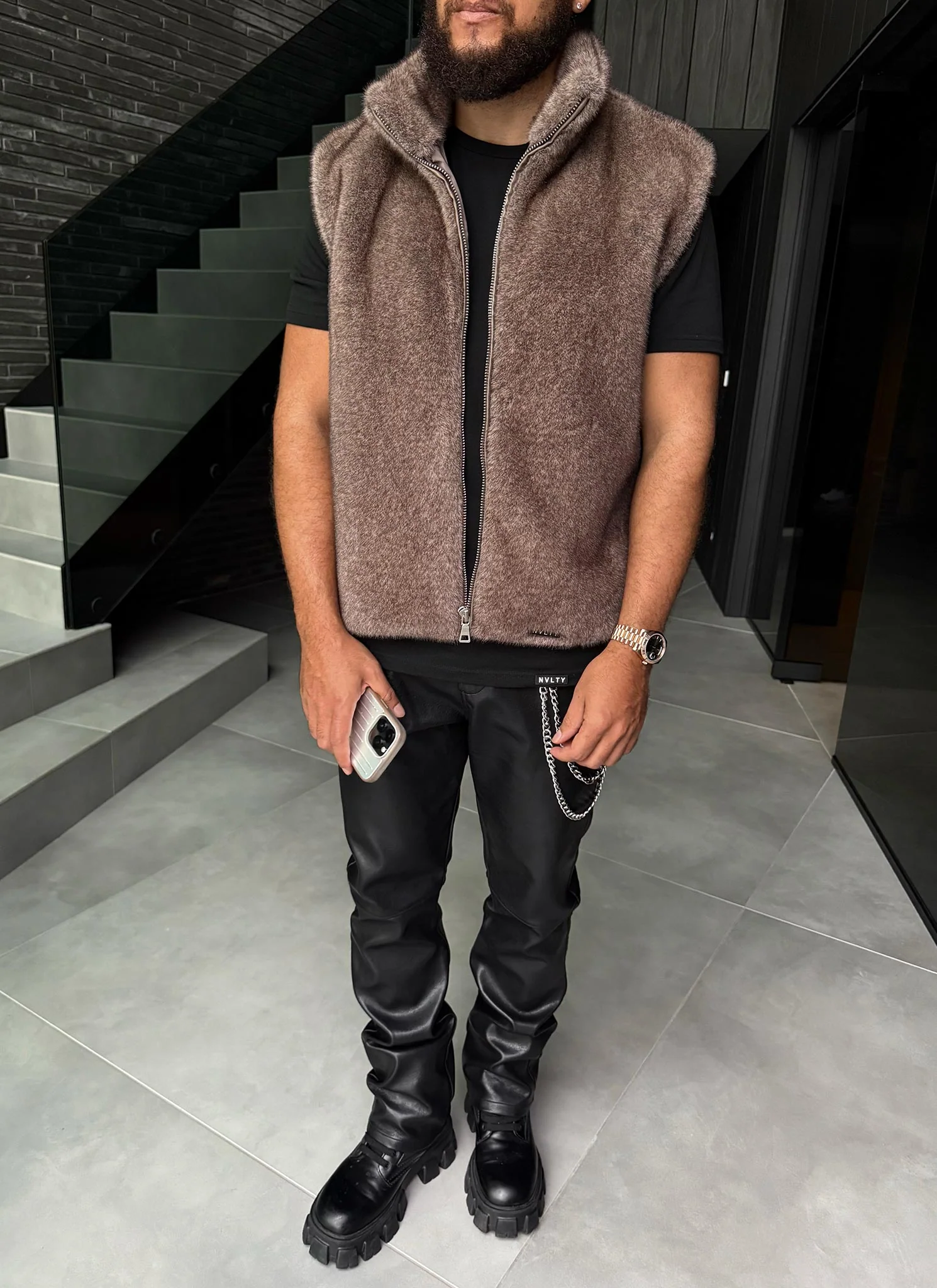 Fur Vest - Taupe - Image 8