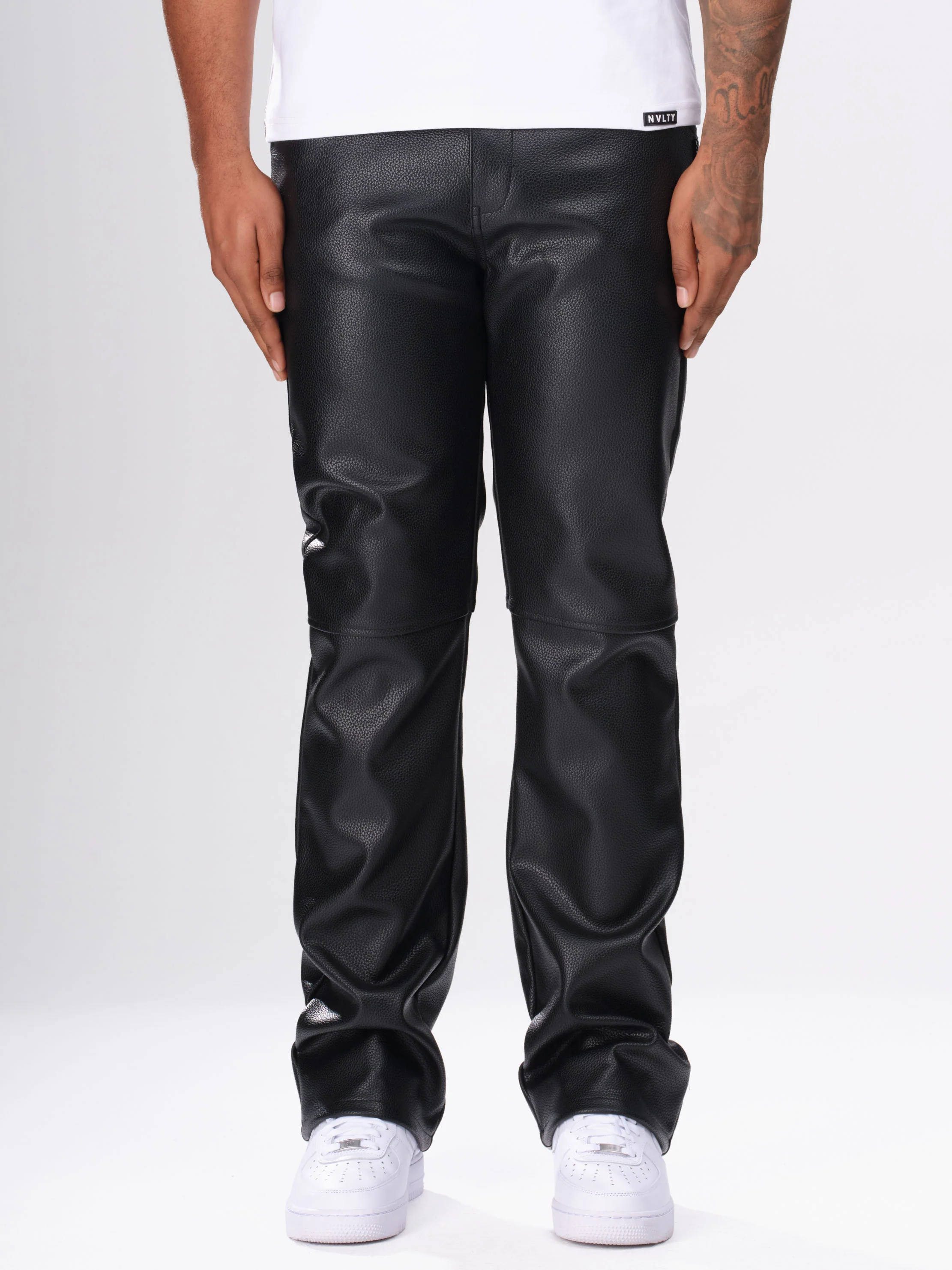 Heavyweight Grained Leather Pants - Black