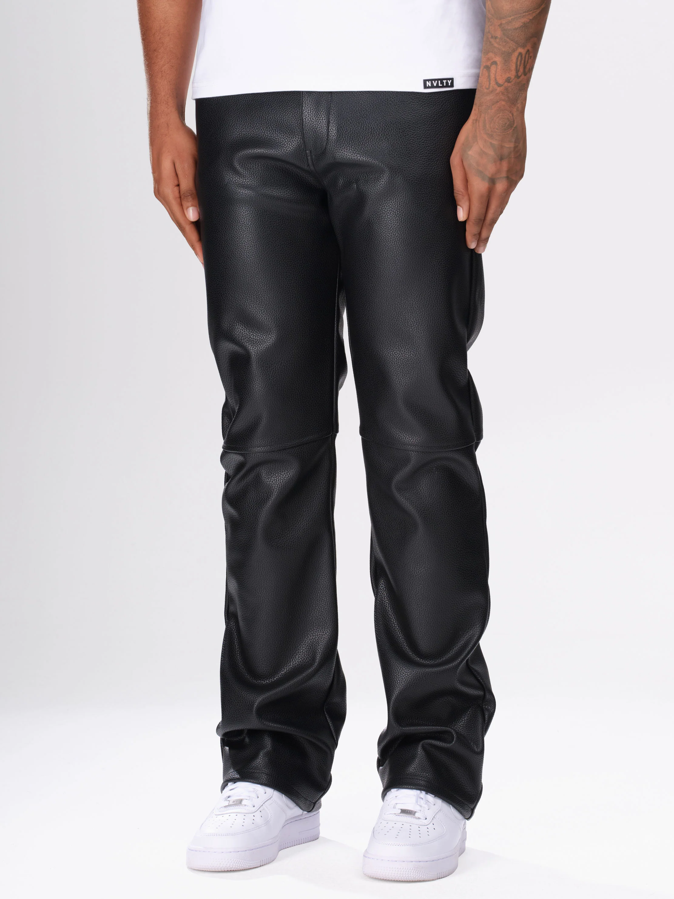 Heavyweight Grained Leather Pants - Black - Image 4