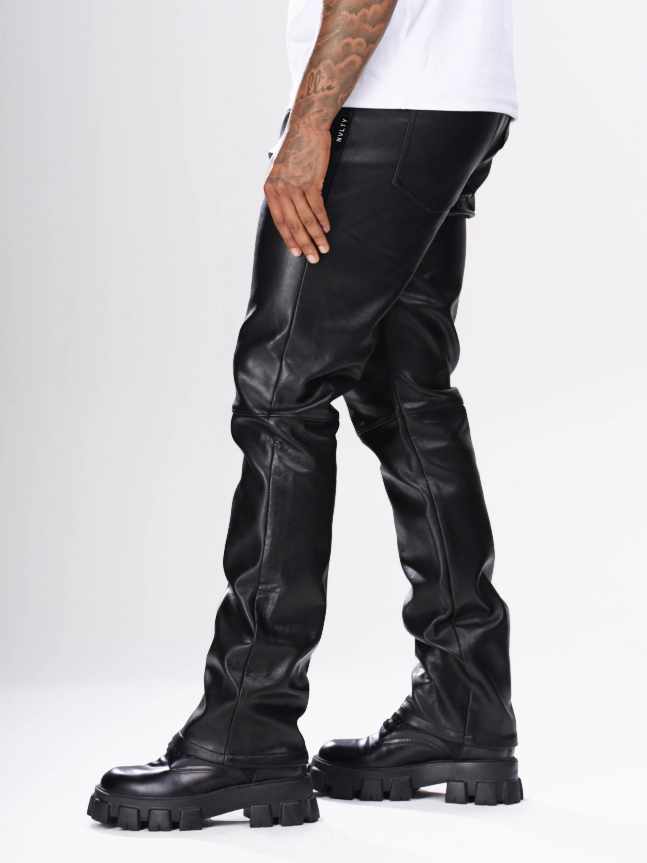 Heavyweight Leather Pants - Black - Image 3