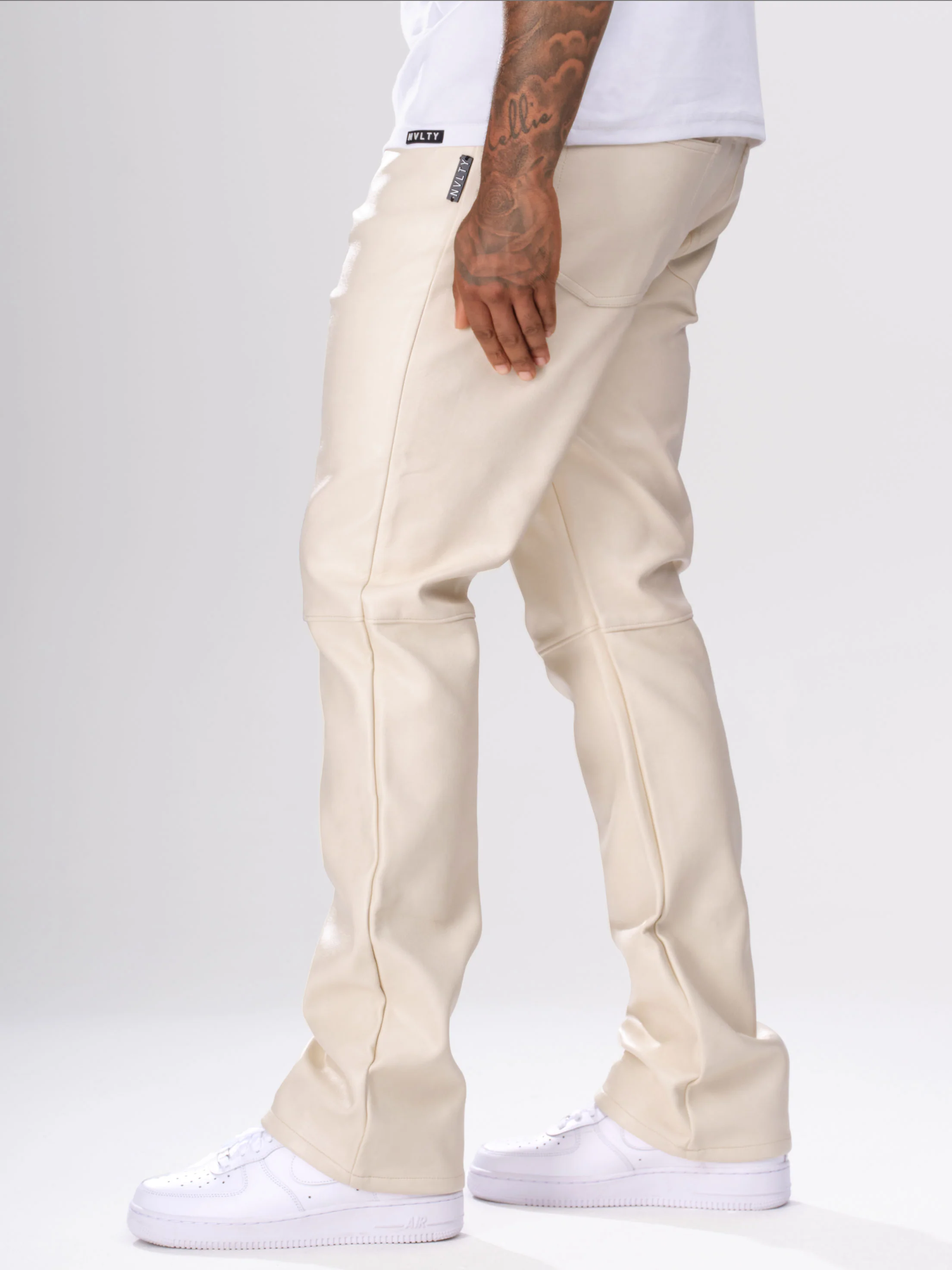 Heavyweight Leather Pants - Ivory - Image 2