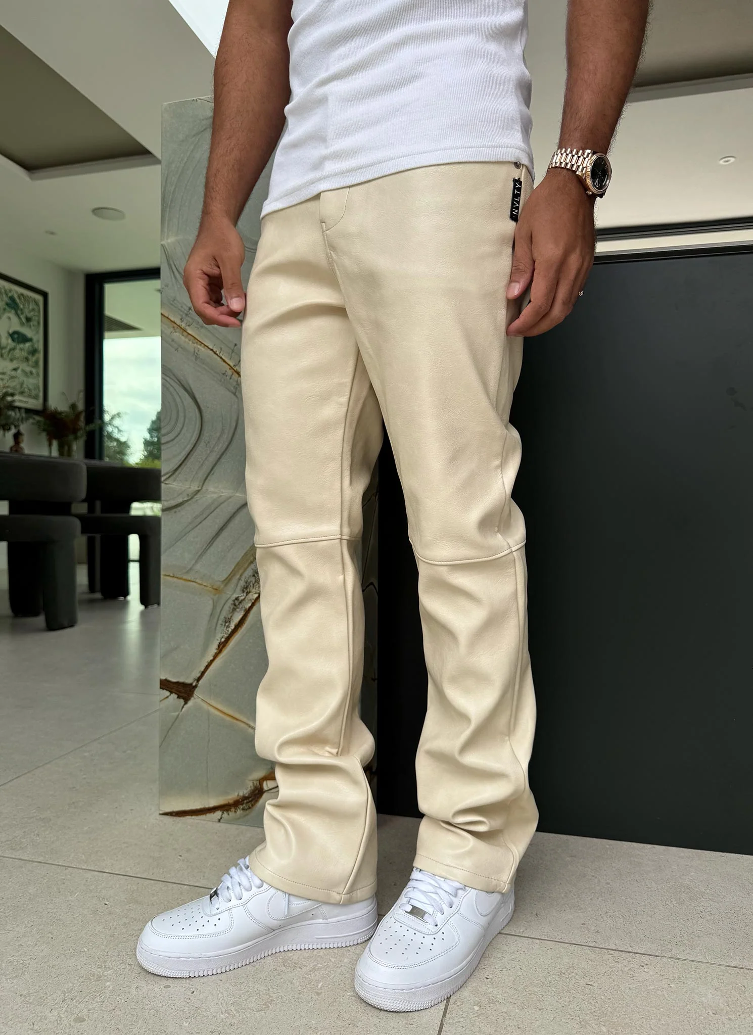 Heavyweight Leather Pants - Ivory - Image 3