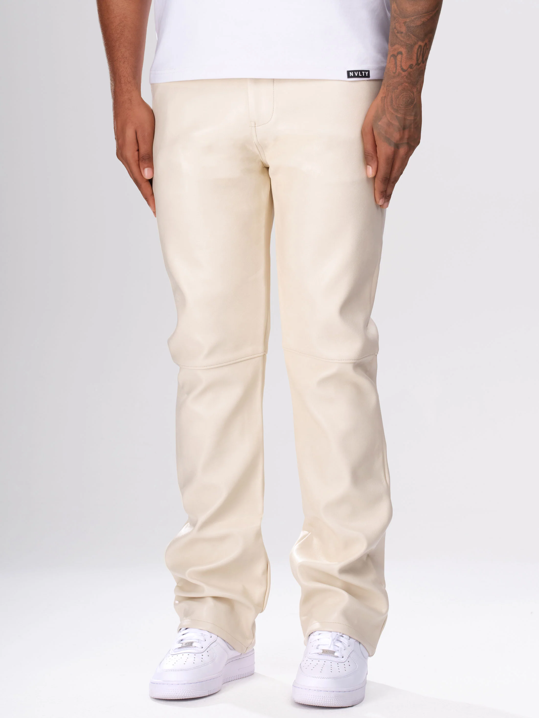 Heavyweight Leather Pants - Ivory - Image 4