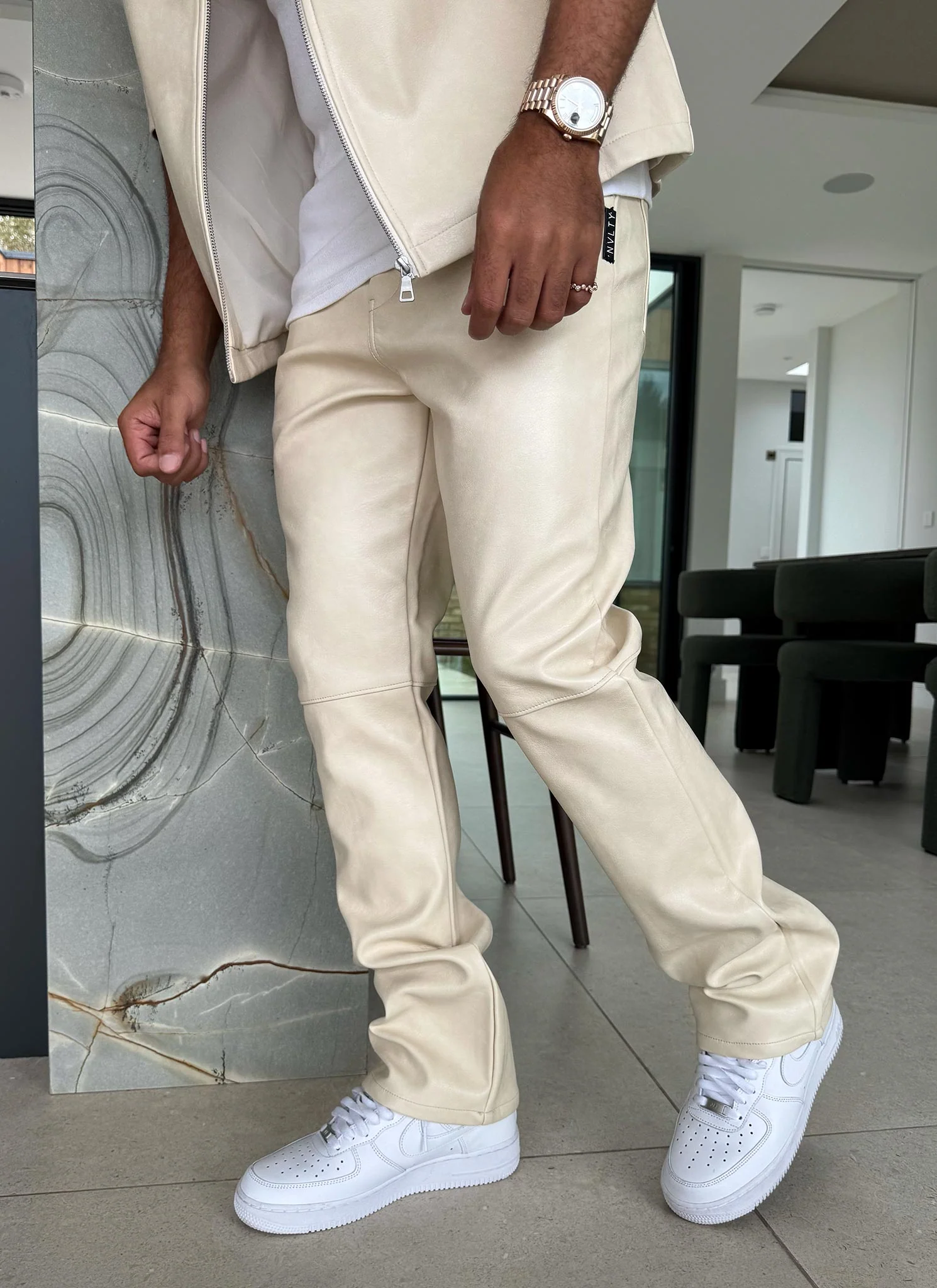 Heavyweight Leather Pants - Ivory - Image 8