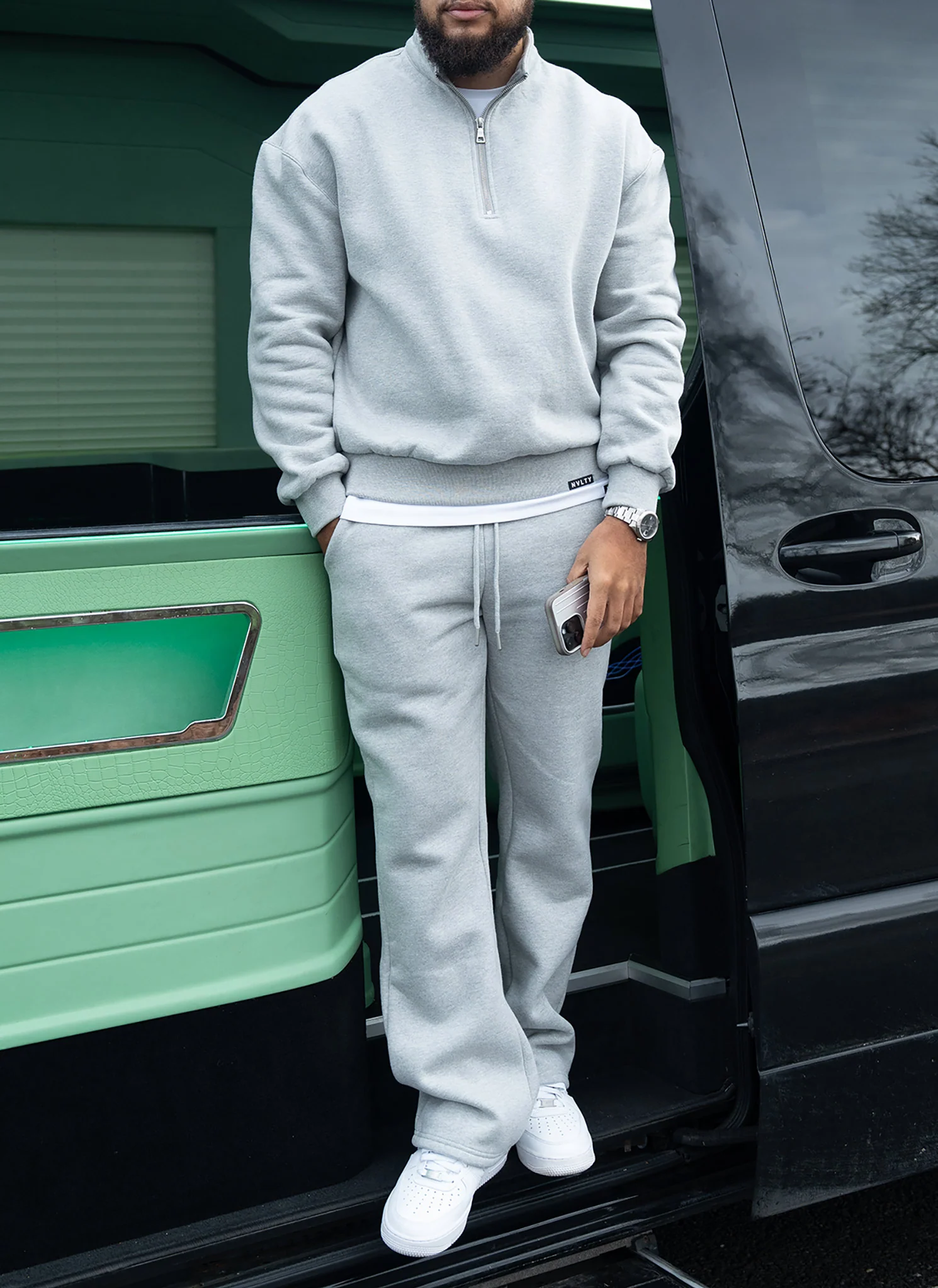 Heavyweight Luxe Flare Joggers - Grey - Image 10