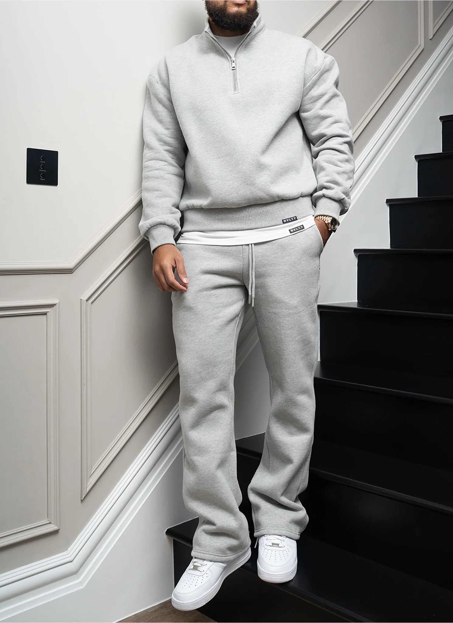 Heavyweight Luxe Flare Joggers - Grey - Image 2