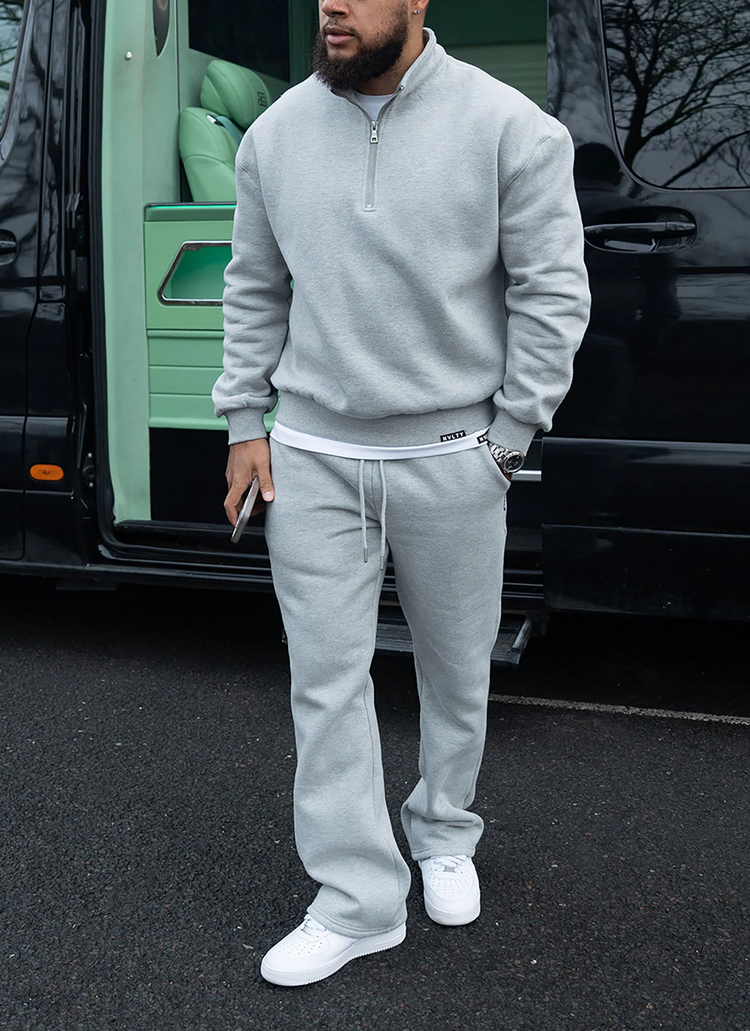 Heavyweight Luxe Flare Joggers - Grey - Image 6