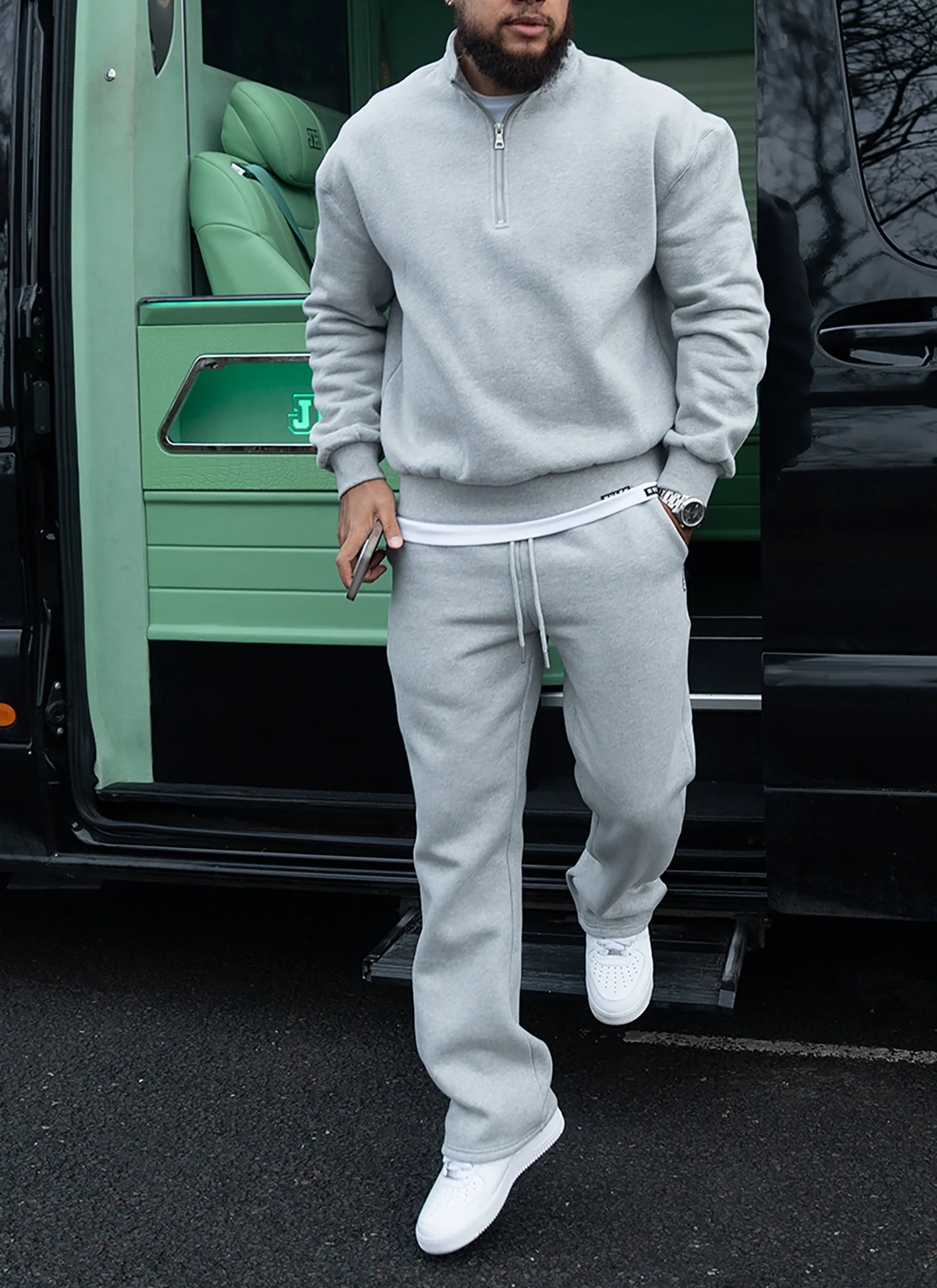 Heavyweight Luxe Flare Joggers - Grey - Image 8