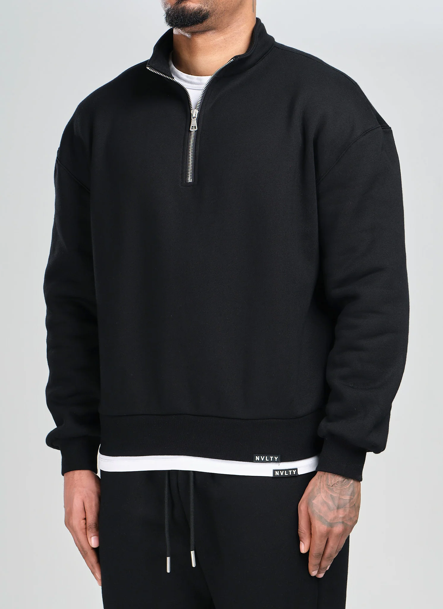 Heavyweight Luxe Quarter Zip - Black - Image 3