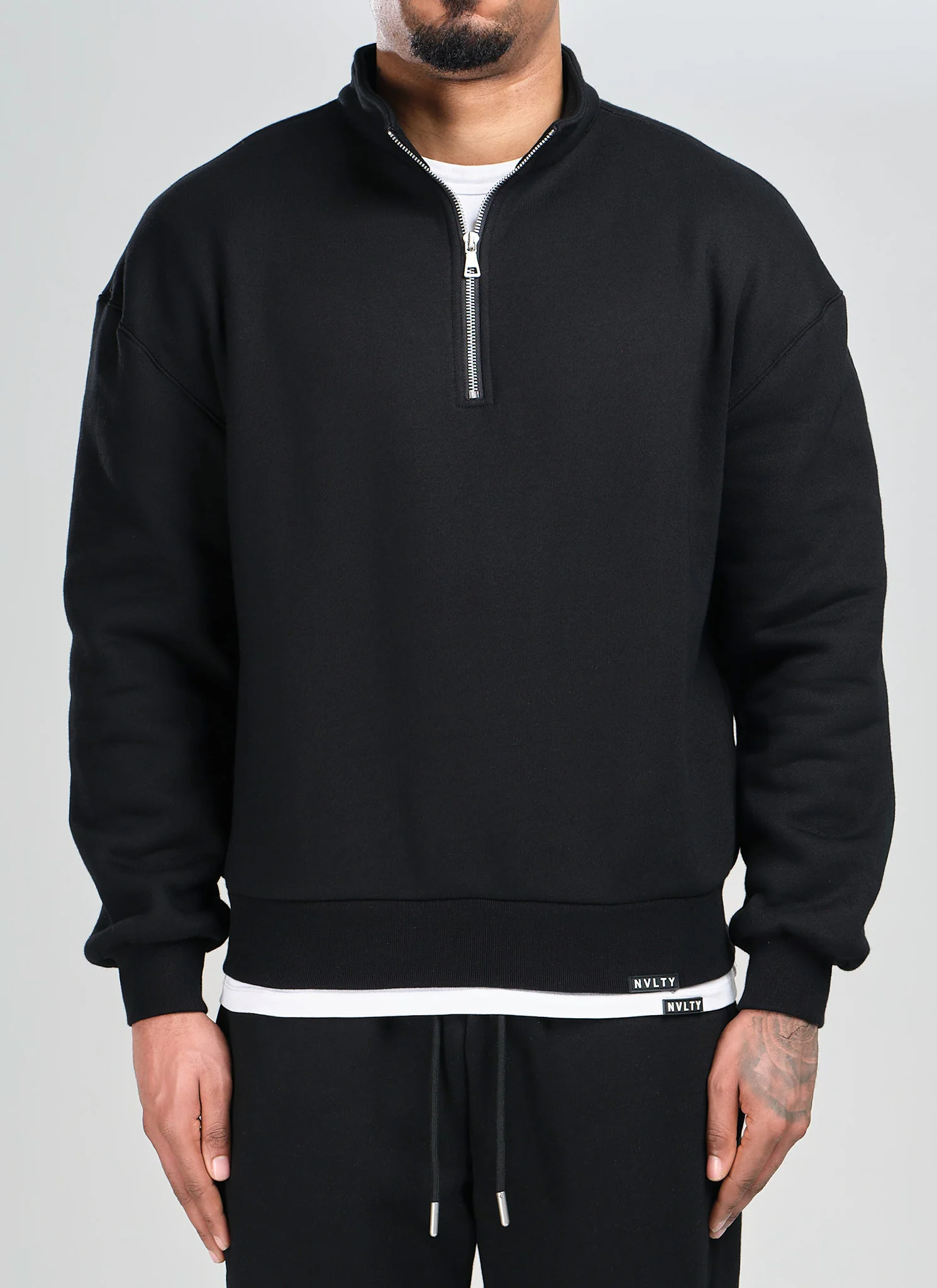 Heavyweight Luxe Quarter Zip - Black - Image 5