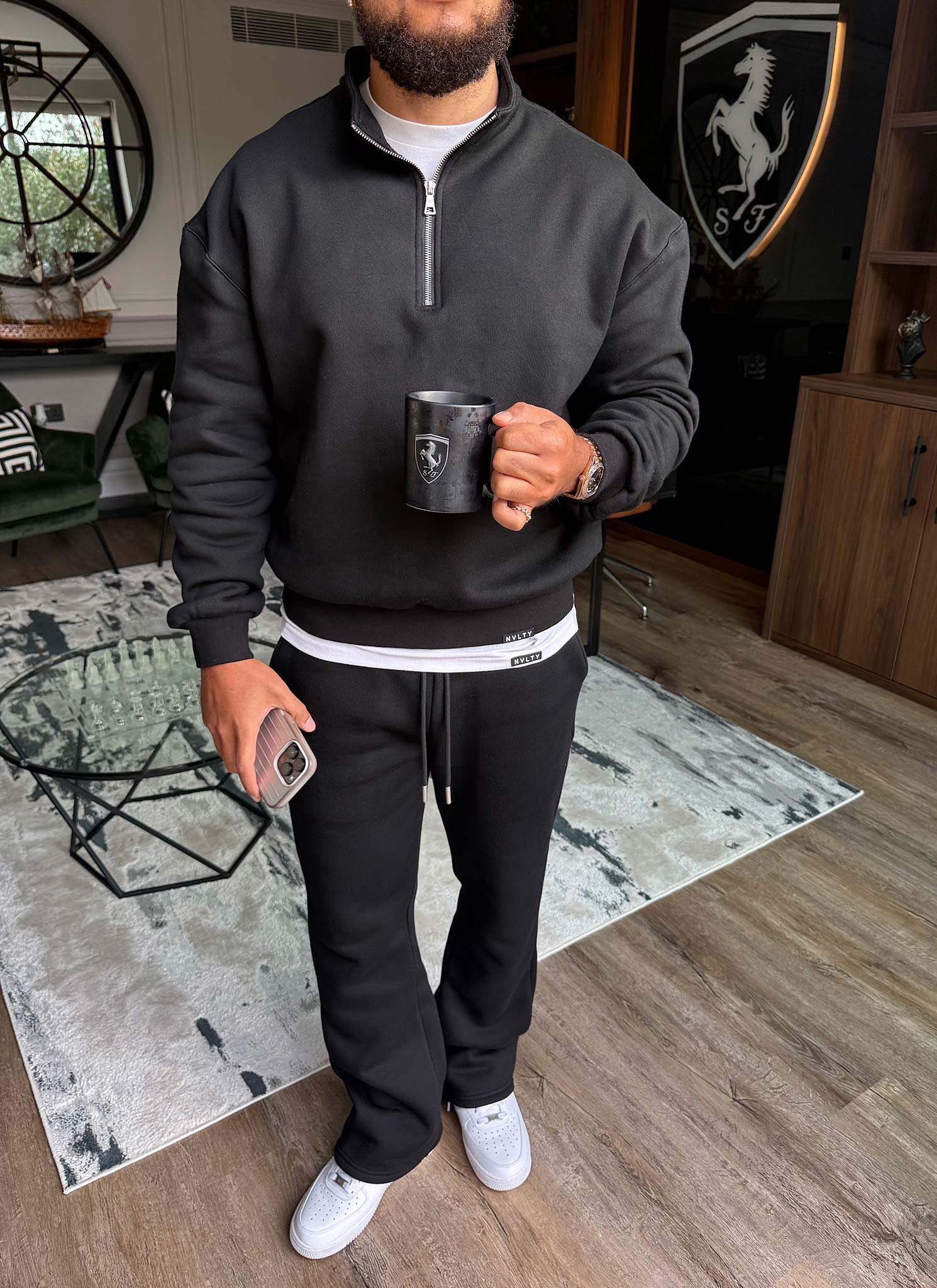 Heavyweight Luxe Quarter Zip - Black - Image 8