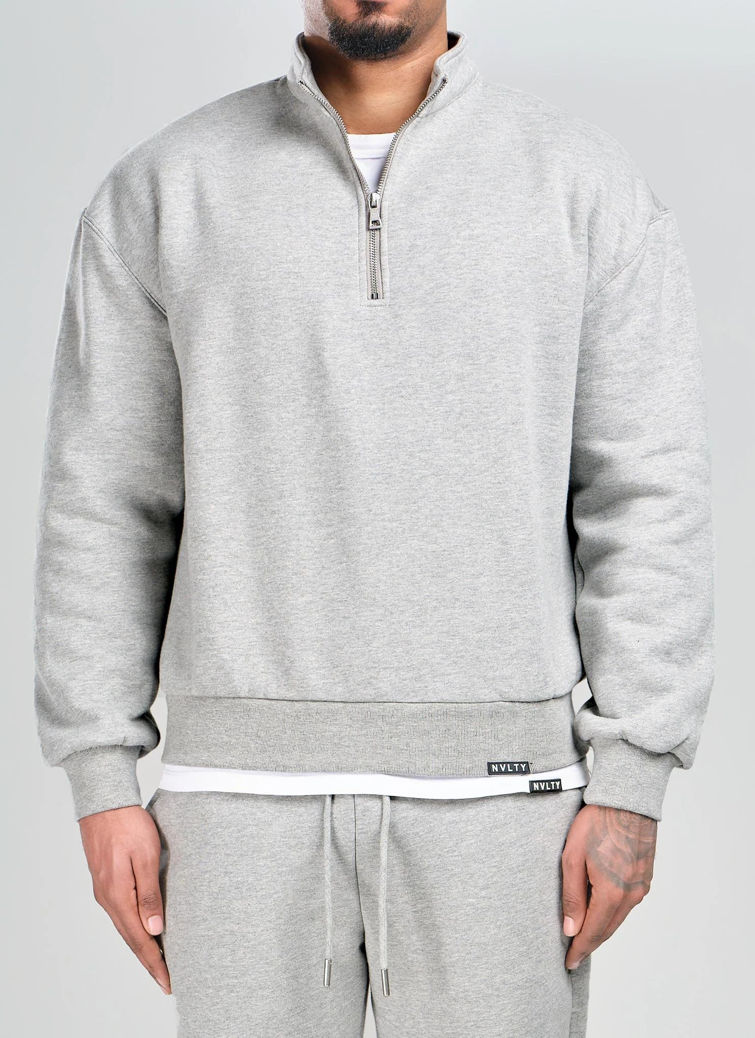 Heavyweight Luxe Quarter Zip - Grey - Image 3