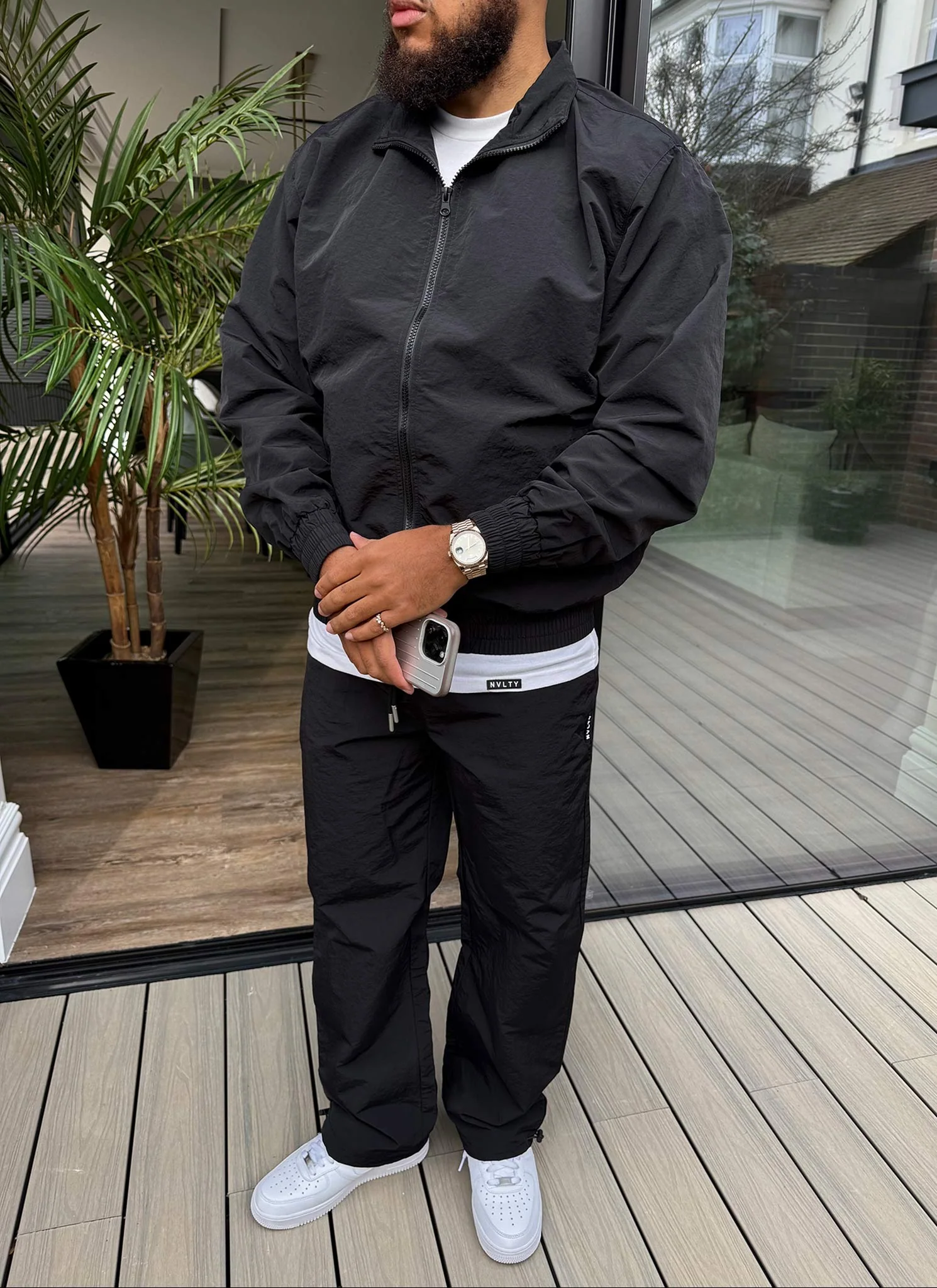 Heavyweight Shell Track Jacket - Black - Image 12