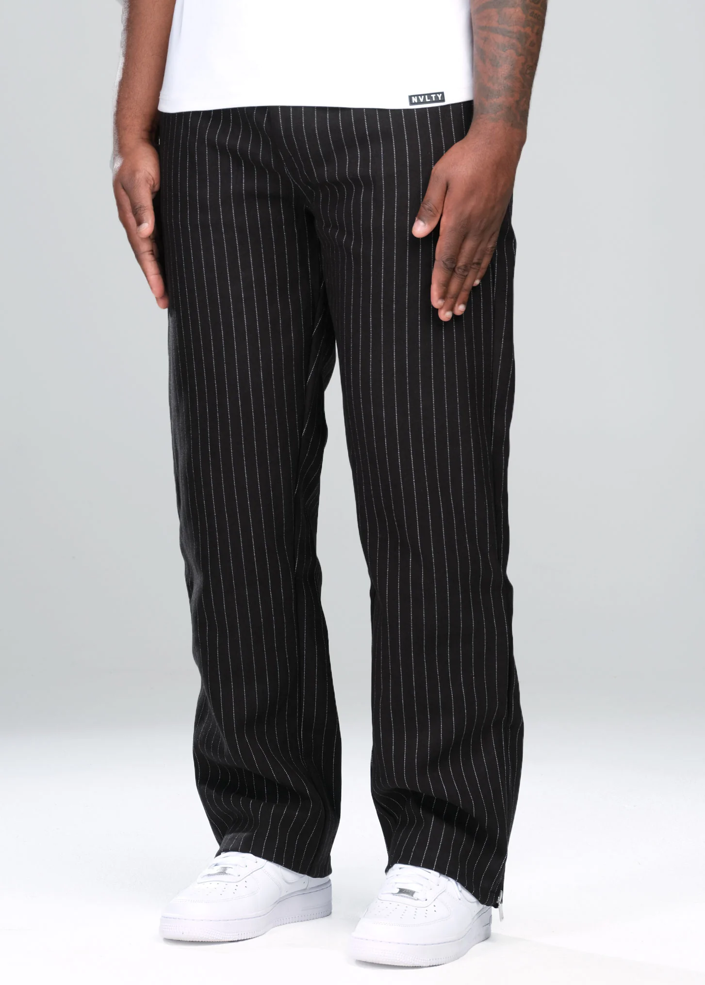 Heavyweight Pinstripe Pants - Black - Image 2