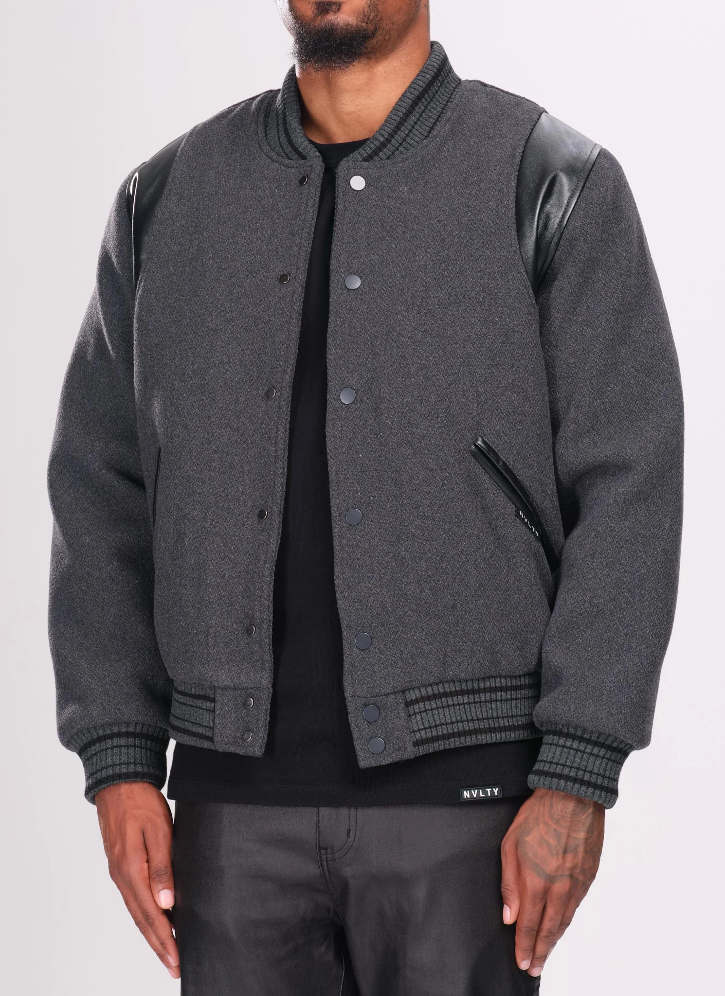 Heavyweight Wool Bomber Jacket - Grey - Image 2