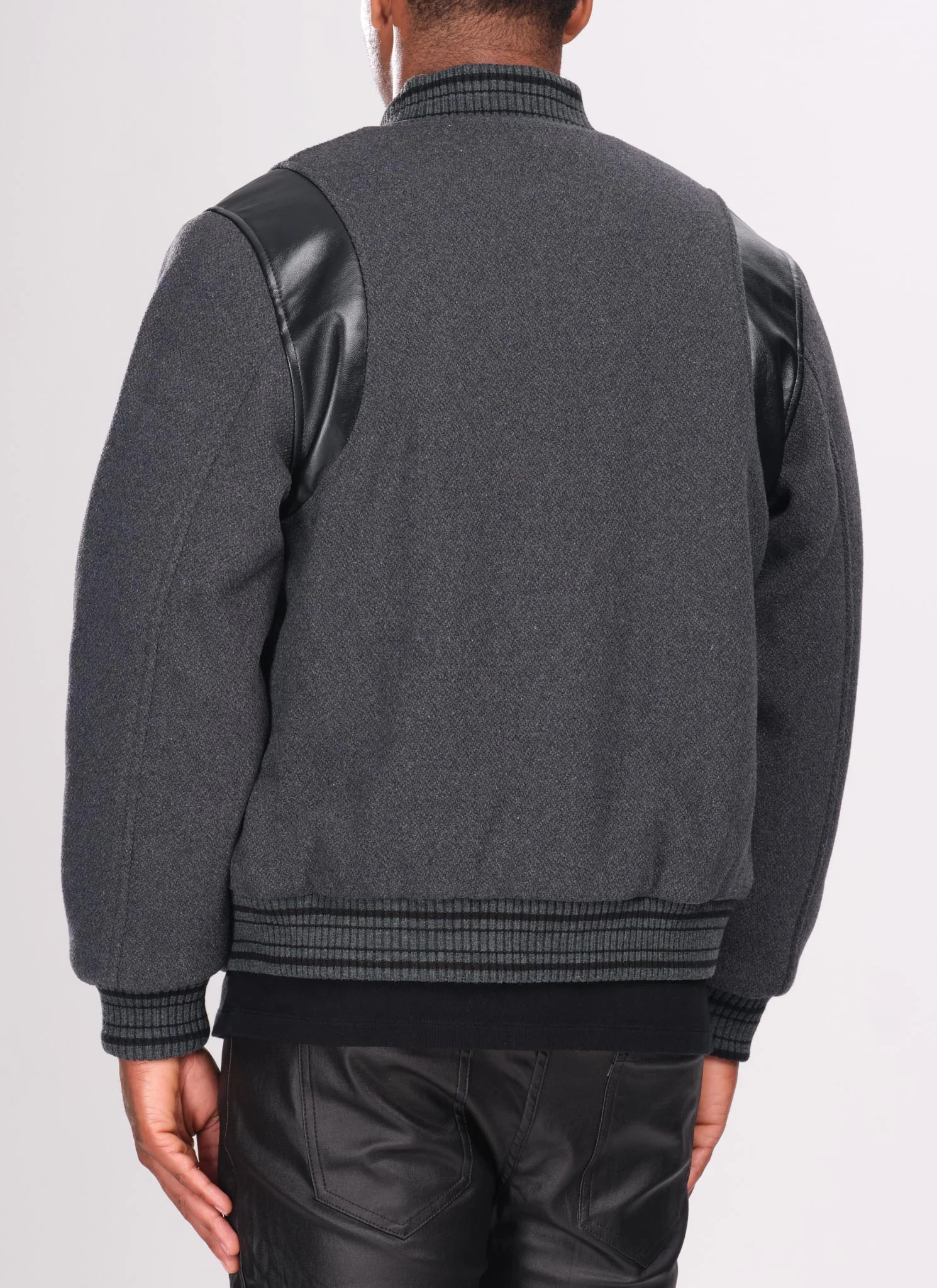 Heavyweight Wool Bomber Jacket - Grey - Image 4