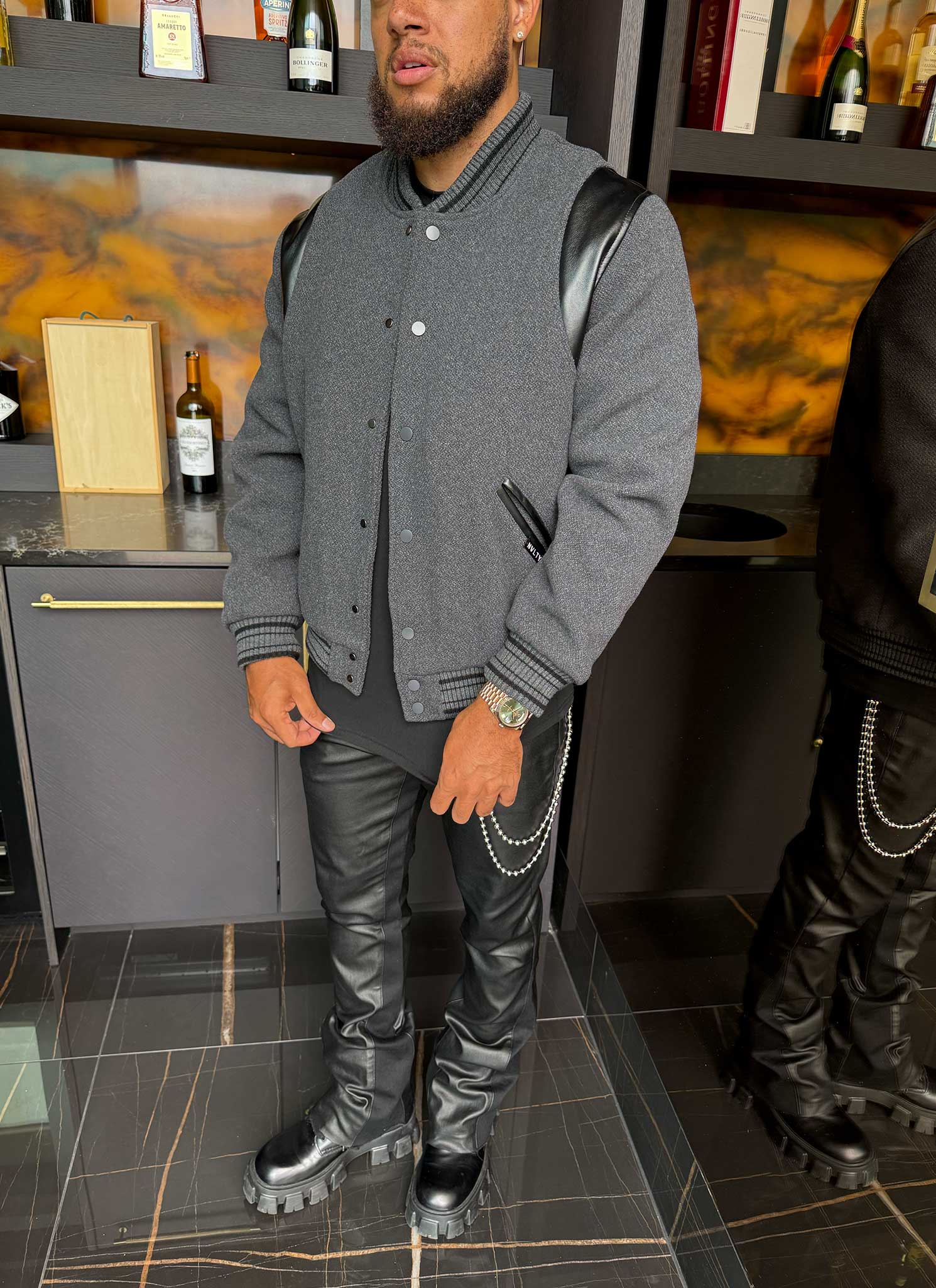 Heavyweight Wool Bomber Jacket - Grey - Image 9