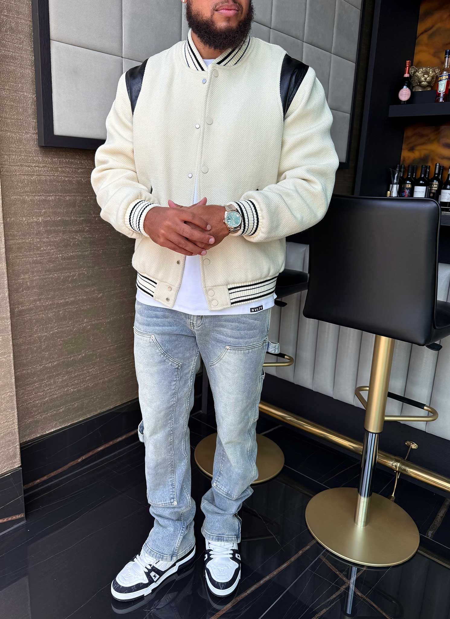 Heavyweight Wool Bomber Jacket - Ivory - Image 11