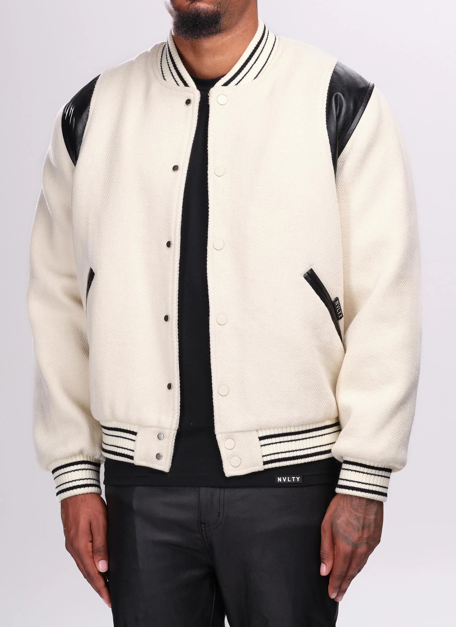 Heavyweight Wool Bomber Jacket - Ivory - Image 2