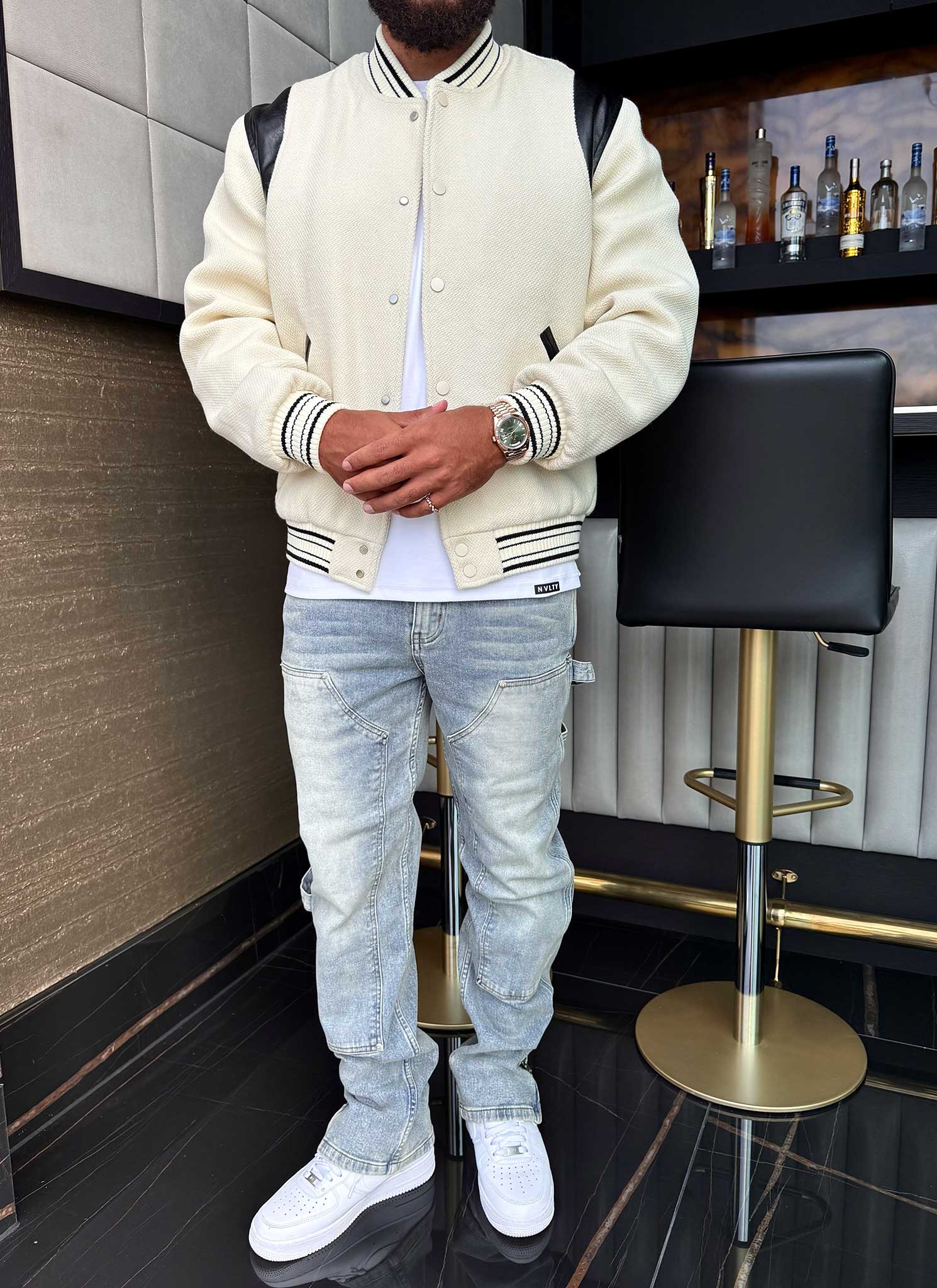 Heavyweight Wool Bomber Jacket - Ivory - Image 5