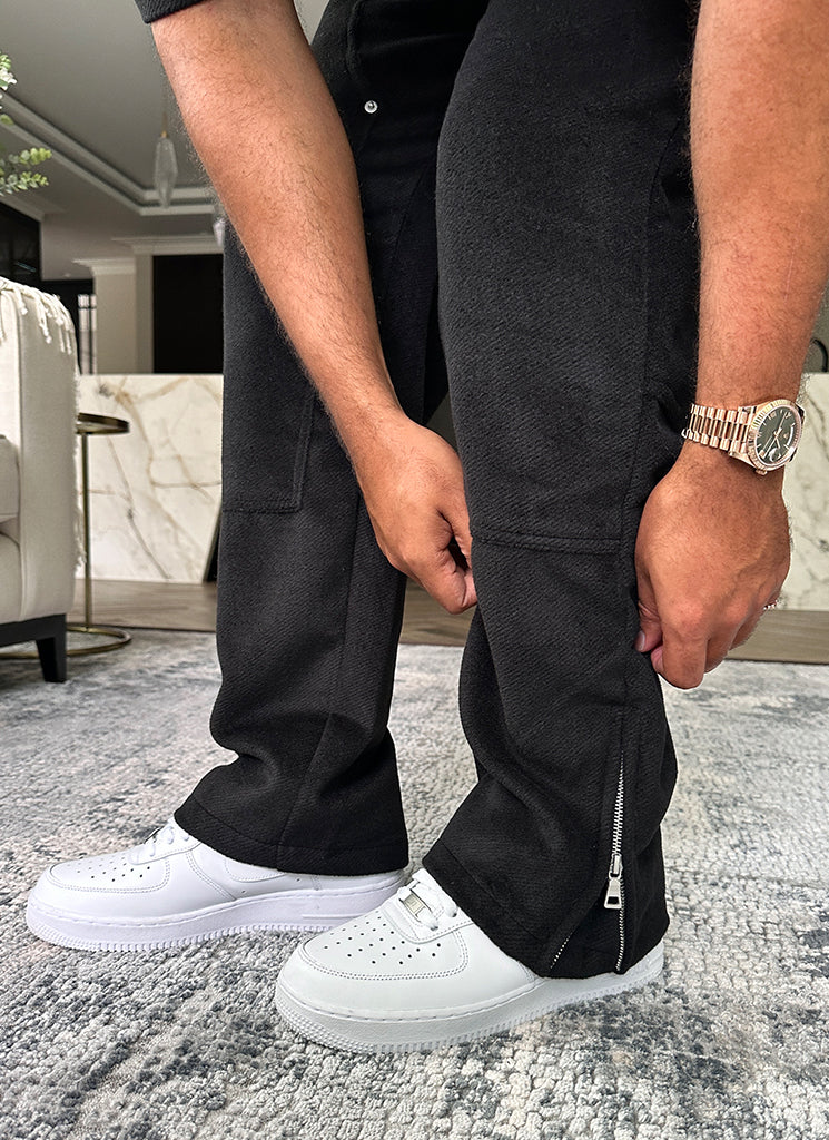 Heavyweight Wool Carpenter Rivet Pants - Black - Image 3