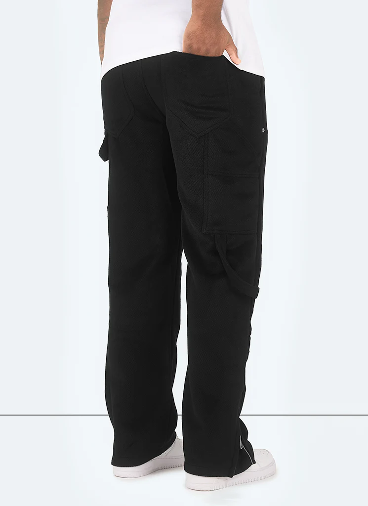 Heavyweight Wool Carpenter Rivet Pants - Black - Image 4