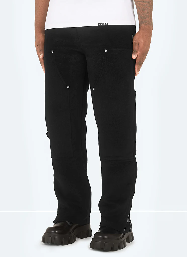 Heavyweight Wool Carpenter Rivet Pants - Black - Image 6