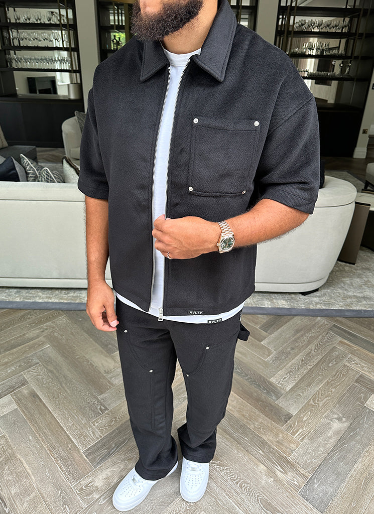 Heavyweight Wool Carpenter Rivet Pants - Black - Image 9
