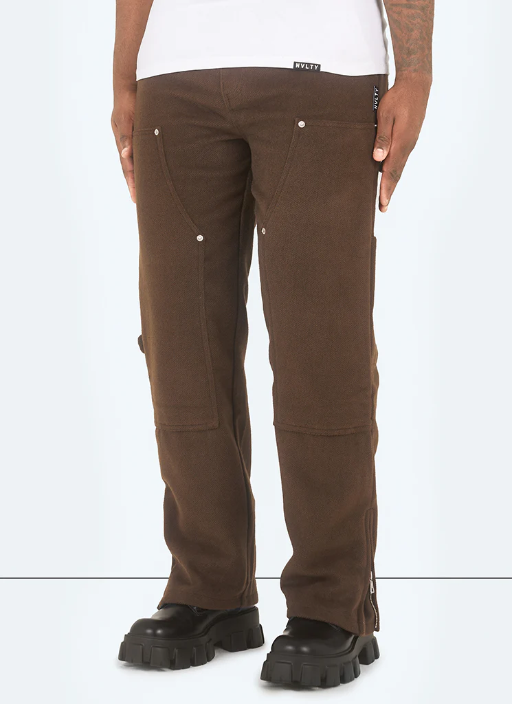 Heavyweight Wool Carpenter Rivet Pants - Brown - Image 8